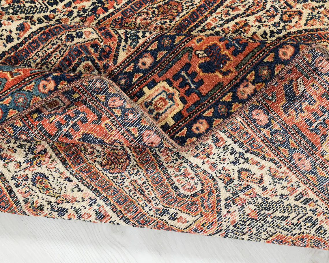 Persian Senneh Rug 5x6, Boteh Paisley Design, Antique 1920s Carpet, Rare - Jewel Rugs