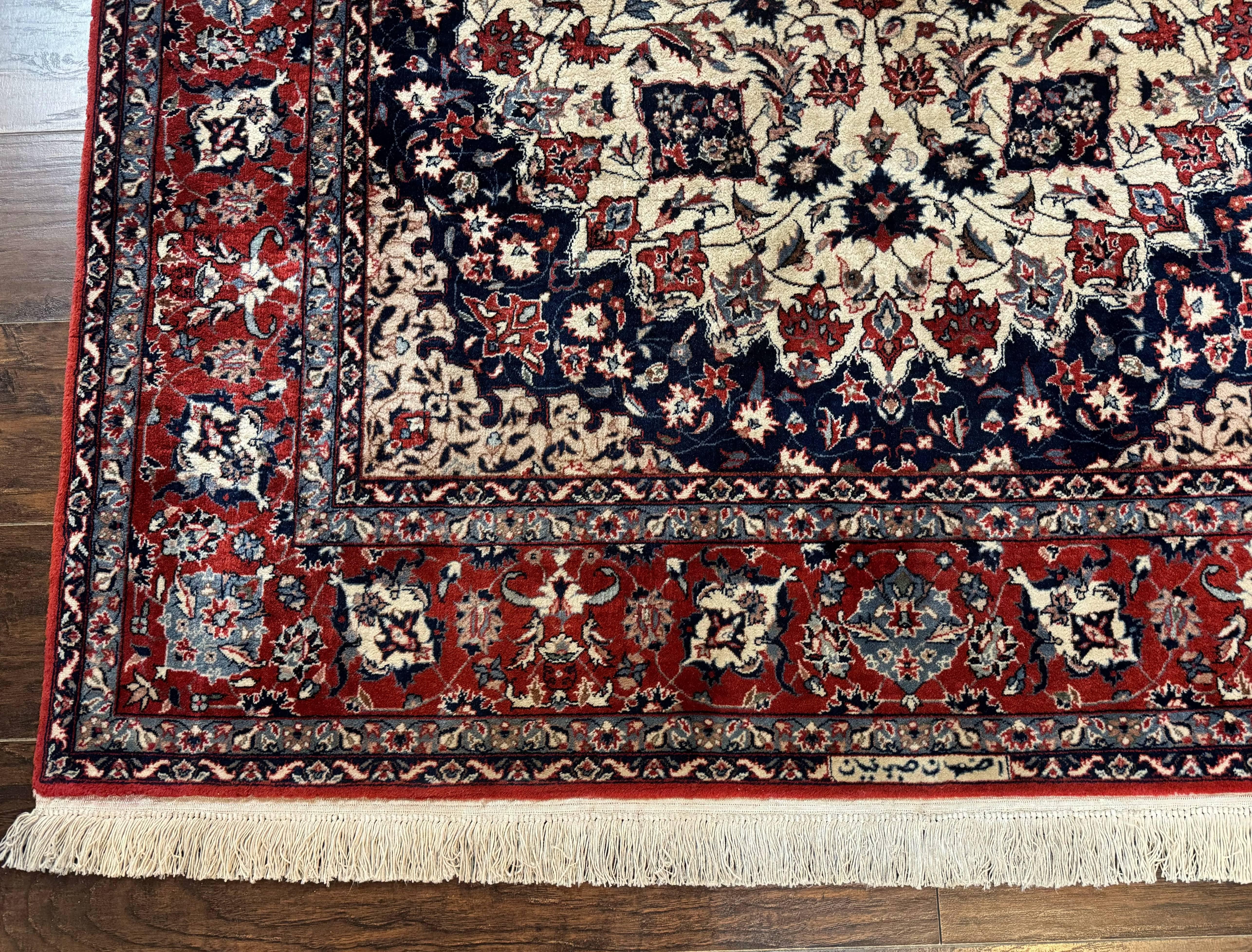 Sno Persian Rug 5x8, Signed by Master Weaver, Beige and Red, Very Fine 290 KPSI - Jewel Rugs