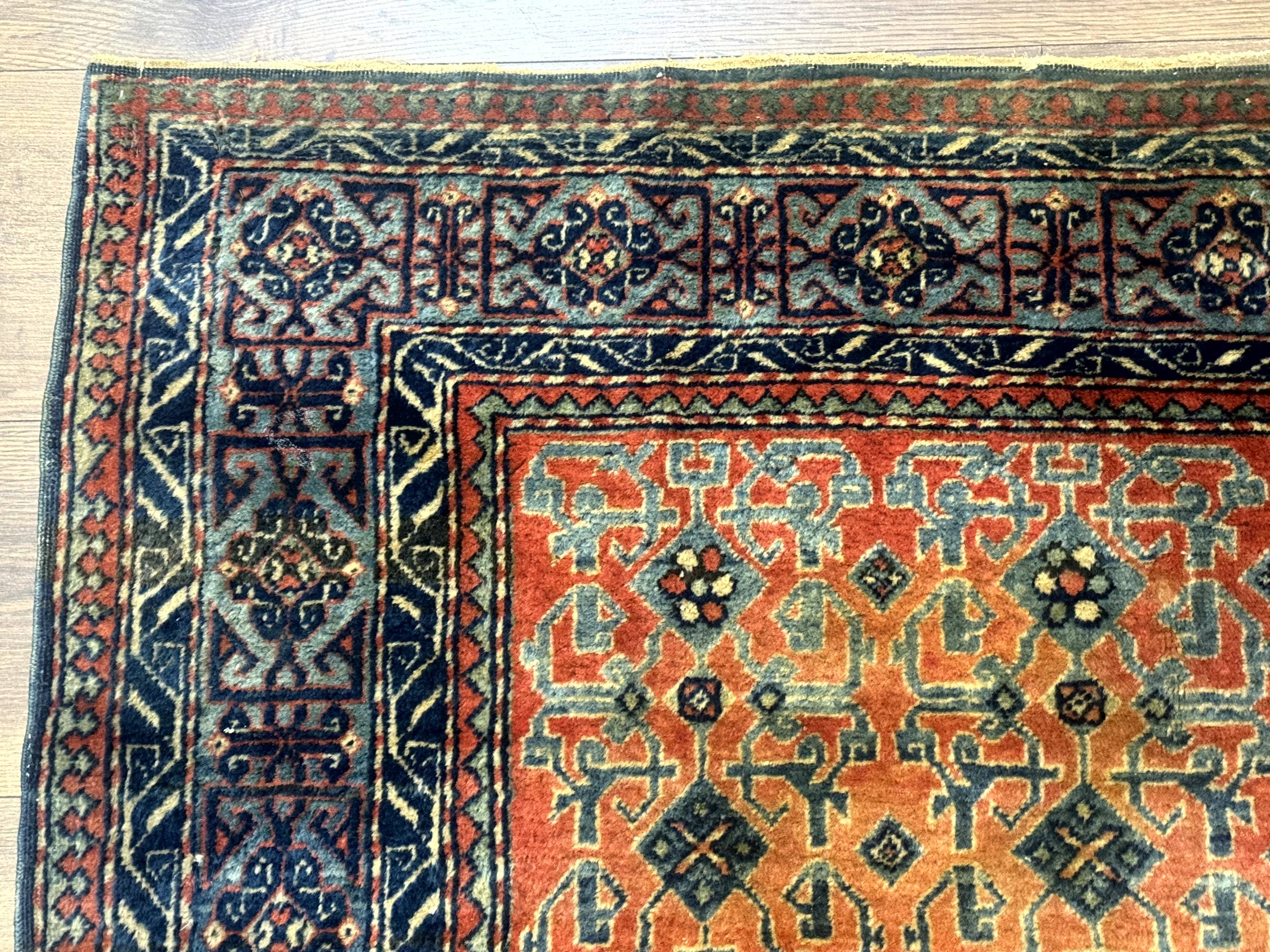 Caucasian Rug 4x6, Allover Pattern, Tomato Red - Jewel Rugs