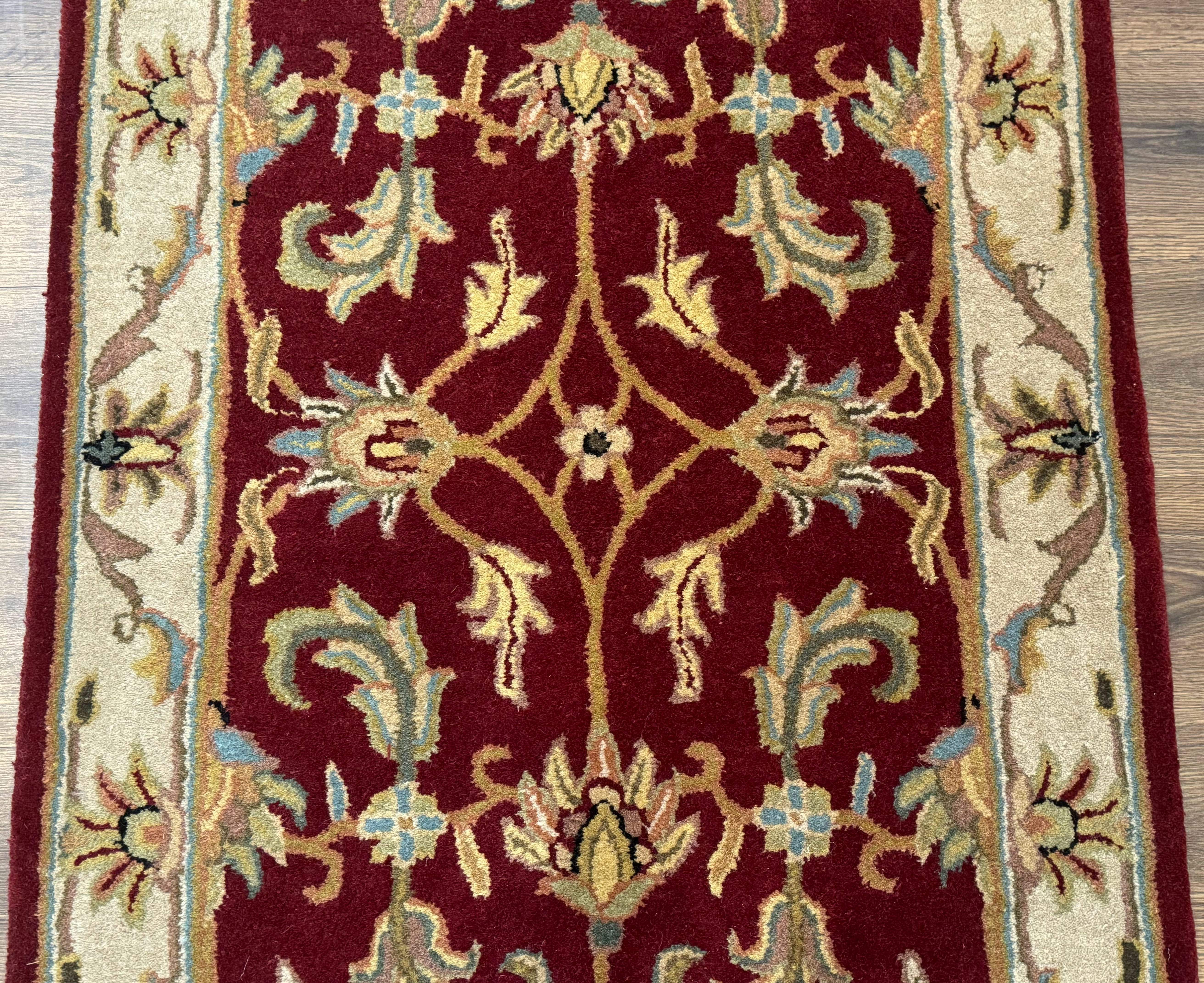Small Floral Wool Rug 3x5, Safavieh Heritage Collection, Dark Red, Pair A - Jewel Rugs