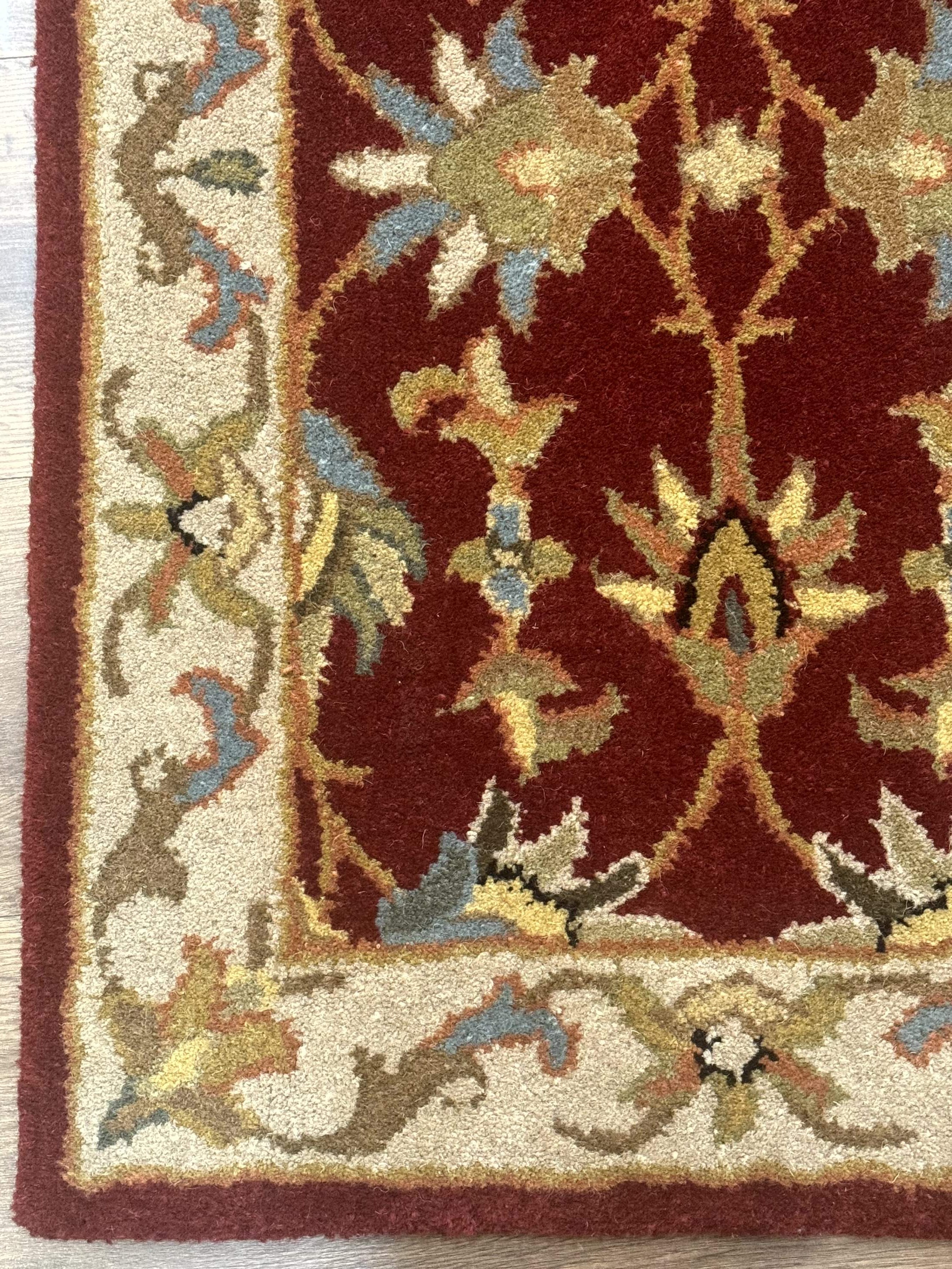 Small Floral Wool Rug 2x3, Safavieh Heritage Collection, Dark Red & Cream - Jewel Rugs