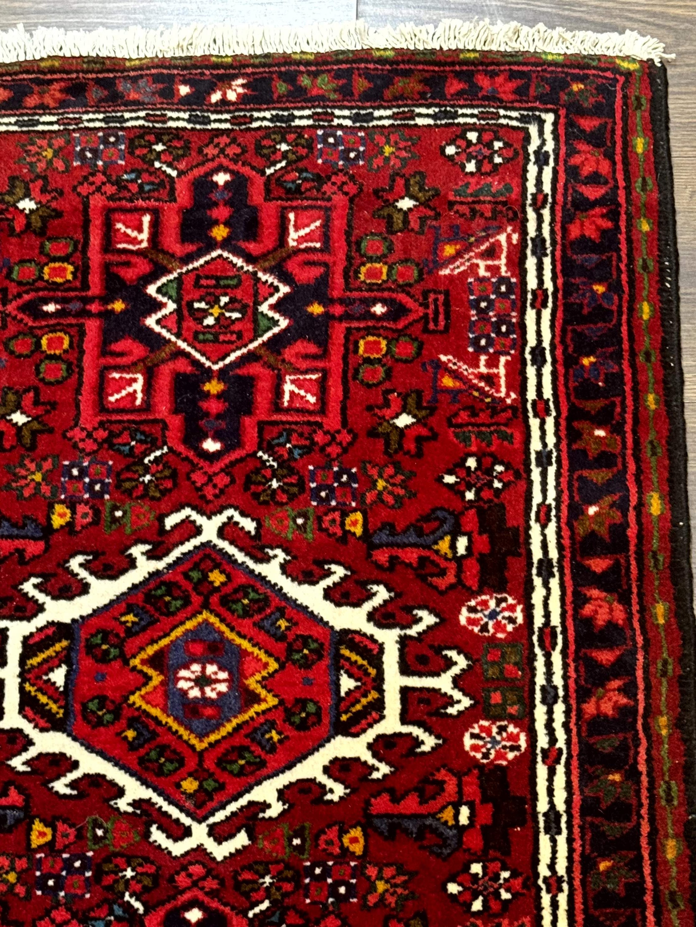 Persian Karajeh Runner Ruig 2 x 6.6, Tribal Runner, Red, Rustic, Short Runner, Geometric - Jewel Rugs