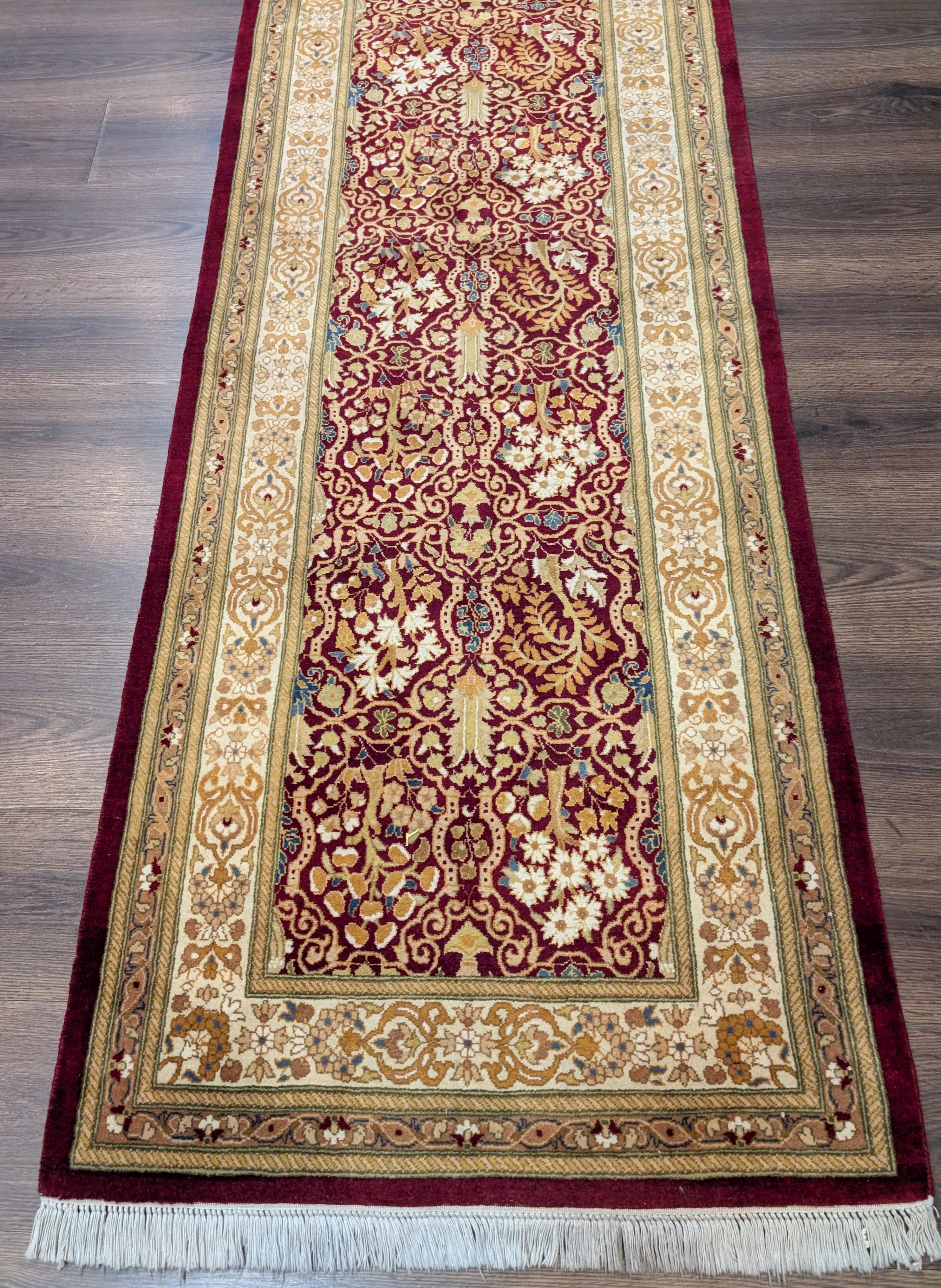 Pak Persian Runner 3 x 9 ft, Allover Pattern Wool Carpet, Dark Red, 225 KPSI - Jewel Rugs