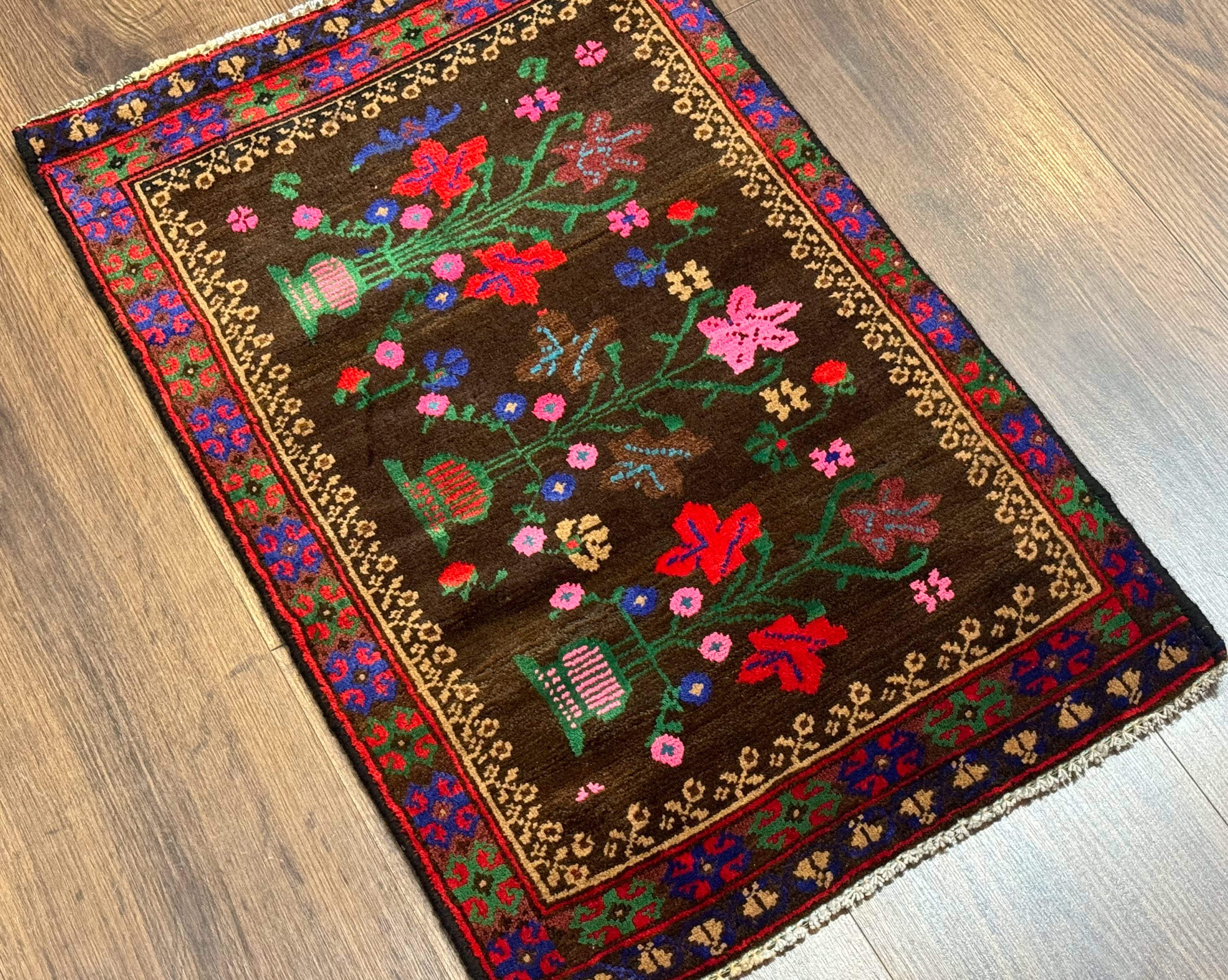 Small Persian Balouch Rug, Tribal Rug, Multicolor, Persian Vase Design - Jewel Rugs