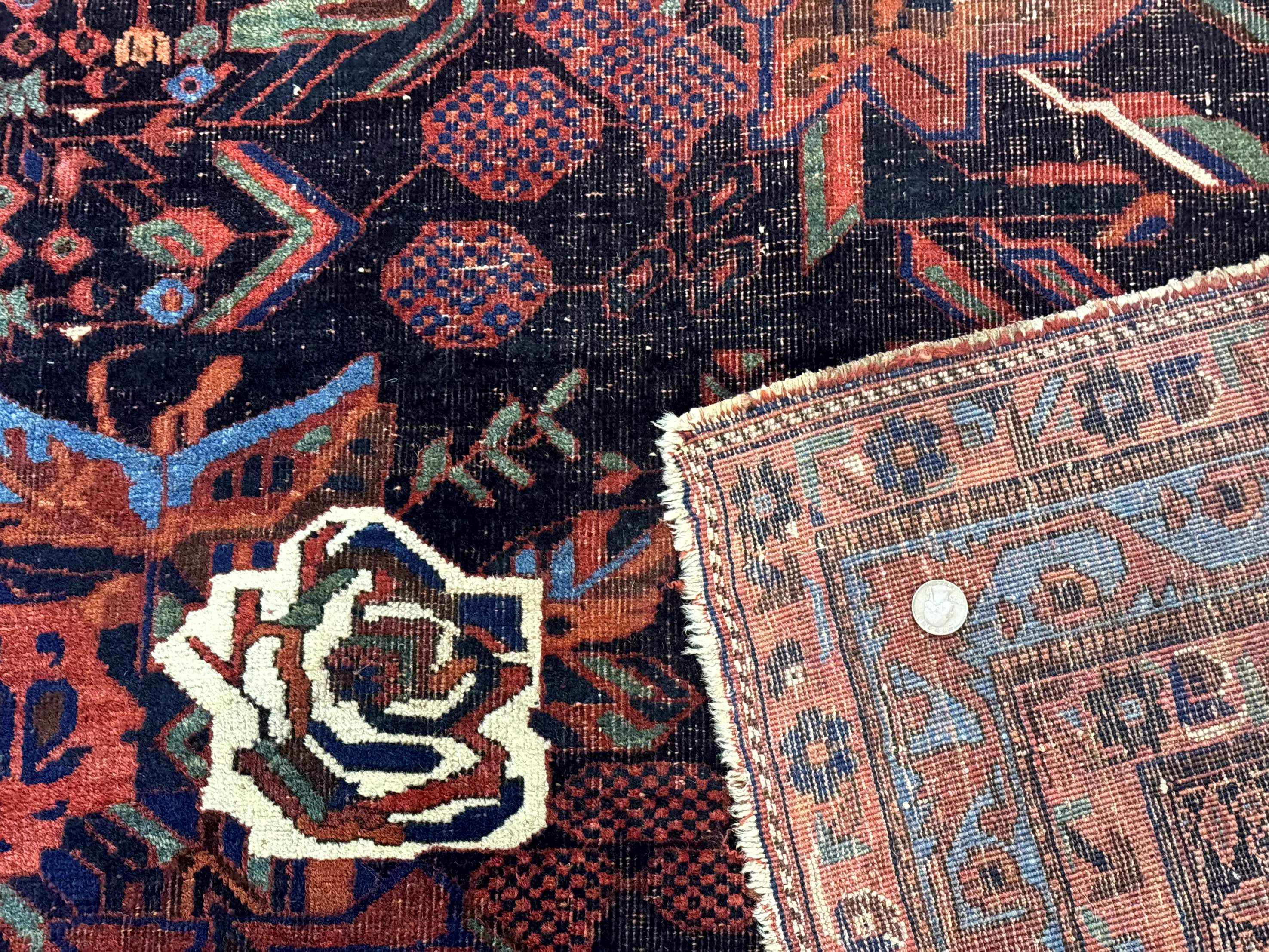 Persian Afshar Tribal Rug 5x6 – Navy and Red, Hand-Knotted Wool, Antique Carpet, Floral - Jewel Rugs