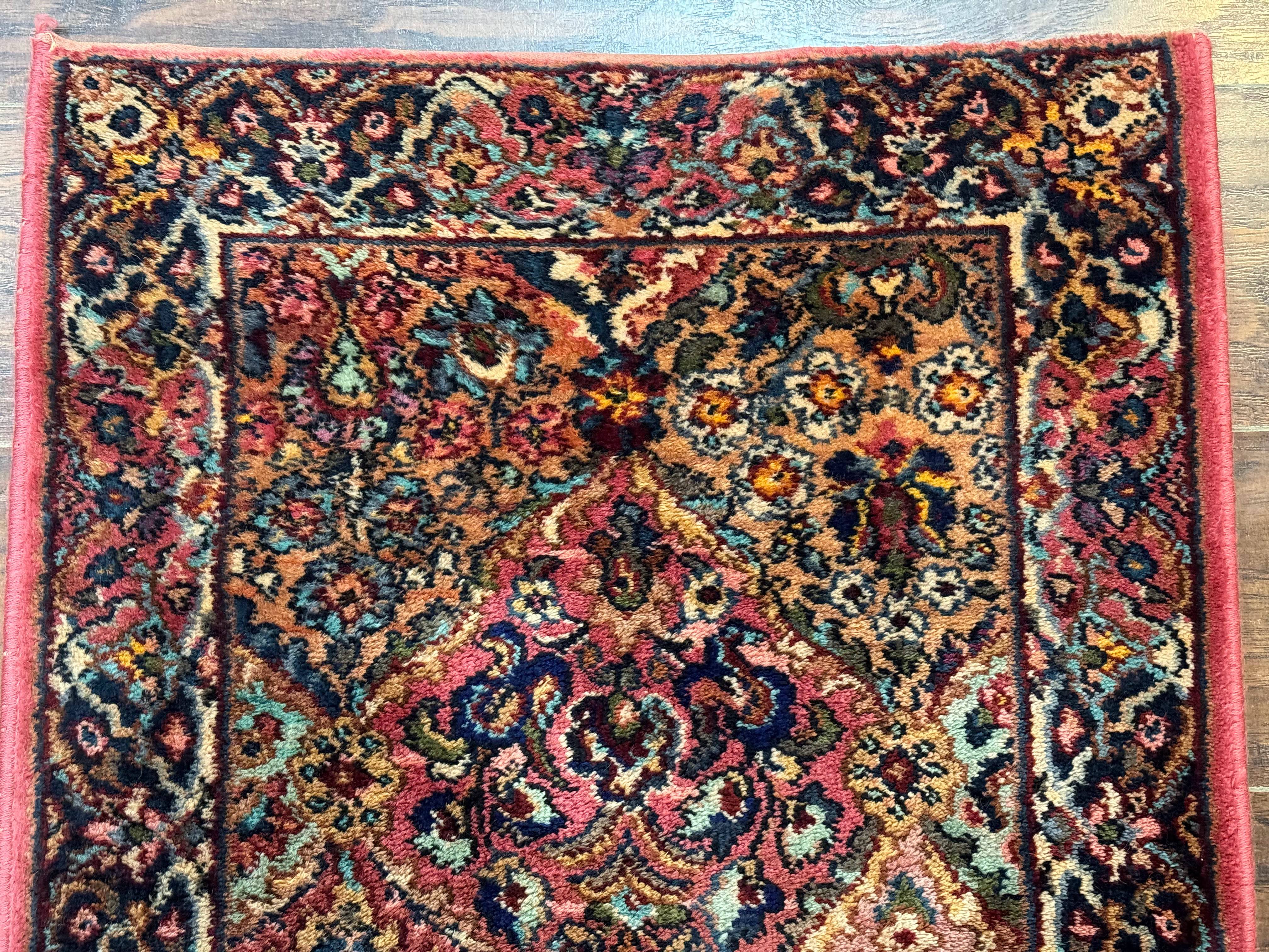 Karastan Runner Rug 2x9, Multicolor Panel Kirman Runner #717, Wool Pile, Original 700 Series, Vintage, Skinny Runner 2 x 9, Rare - Jewel Rugs