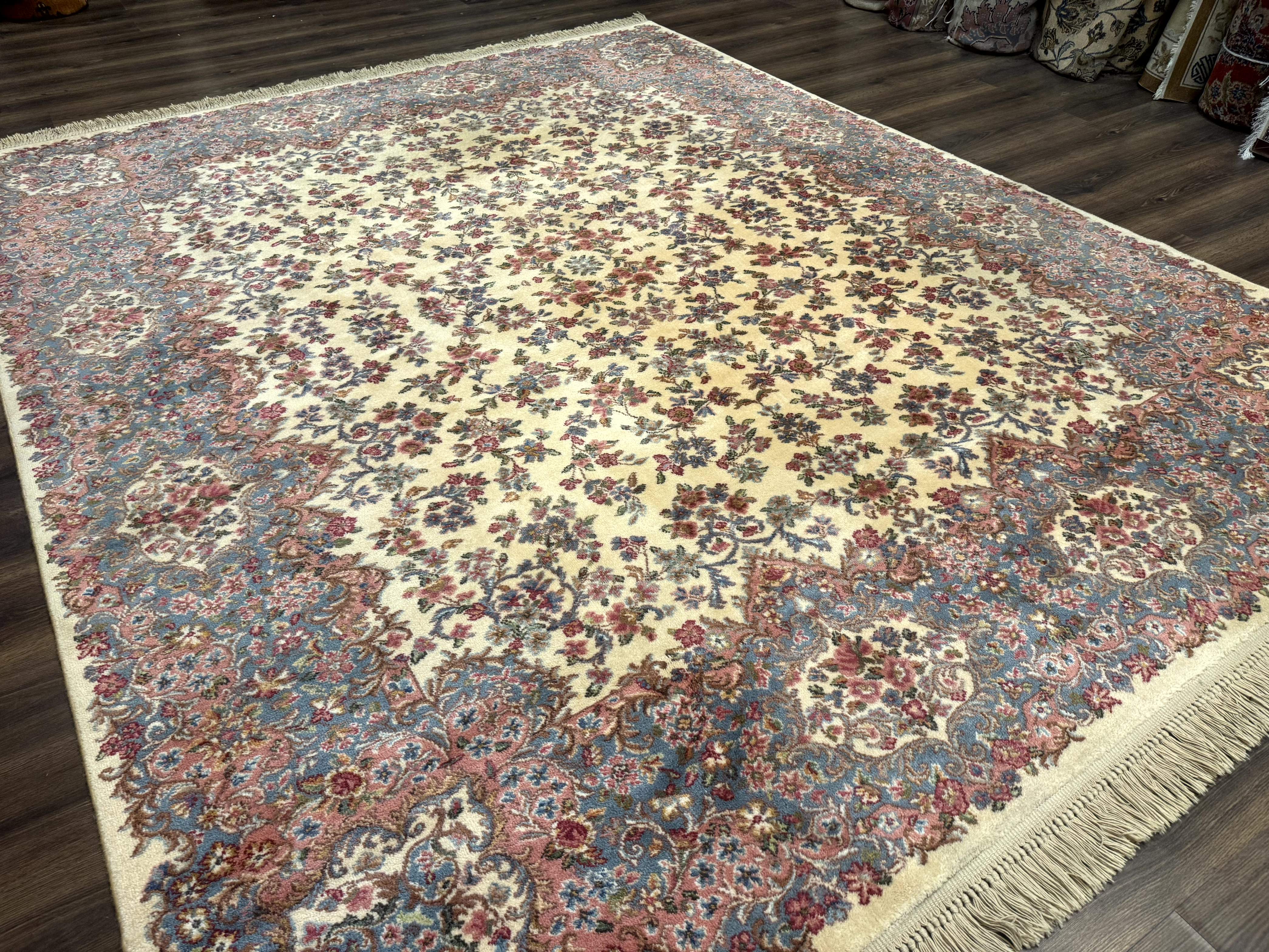 8.8 x 10.6 Karastan Kirman Rug #788, Wool Vintage Discontinued Floral Carpet - Jewel Rugs
