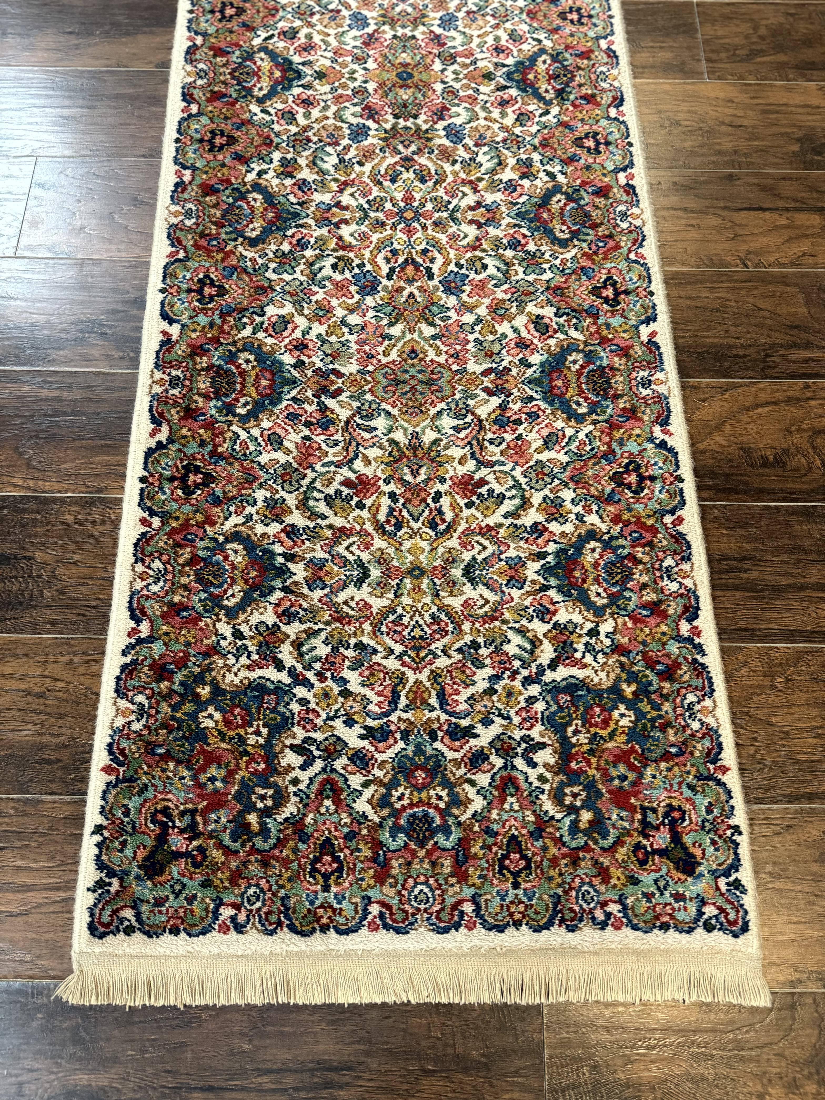 Karastan Runner Rug 2.6 x 8.6, Floral Kirman #742, Wool Vintage Original 700 Series, Rare - Jewel Rugs
