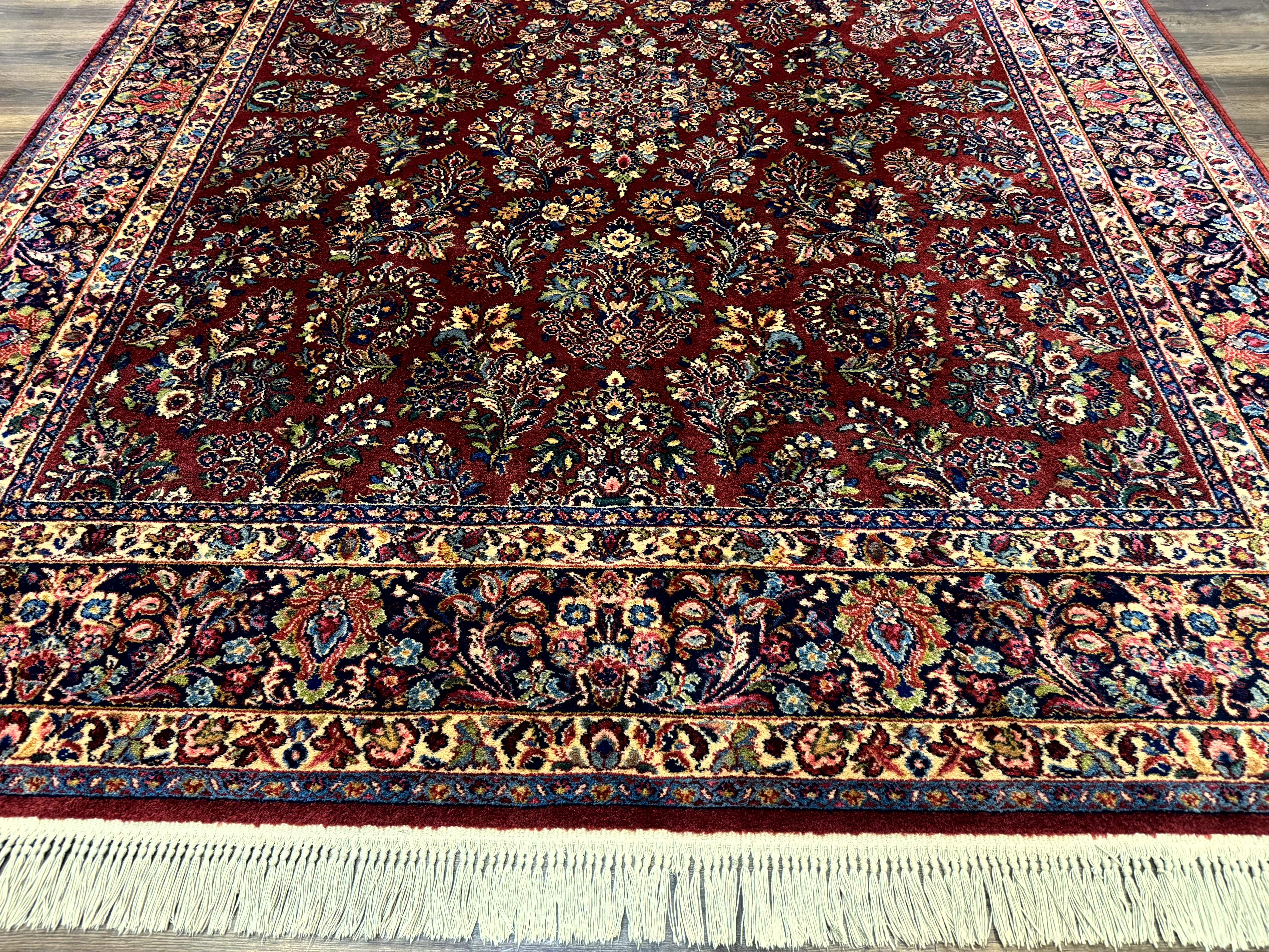 8.8 x 10.6 Karastan Red Sarouk Rug #785, Wool Pile Original 700 Series - Jewel Rugs