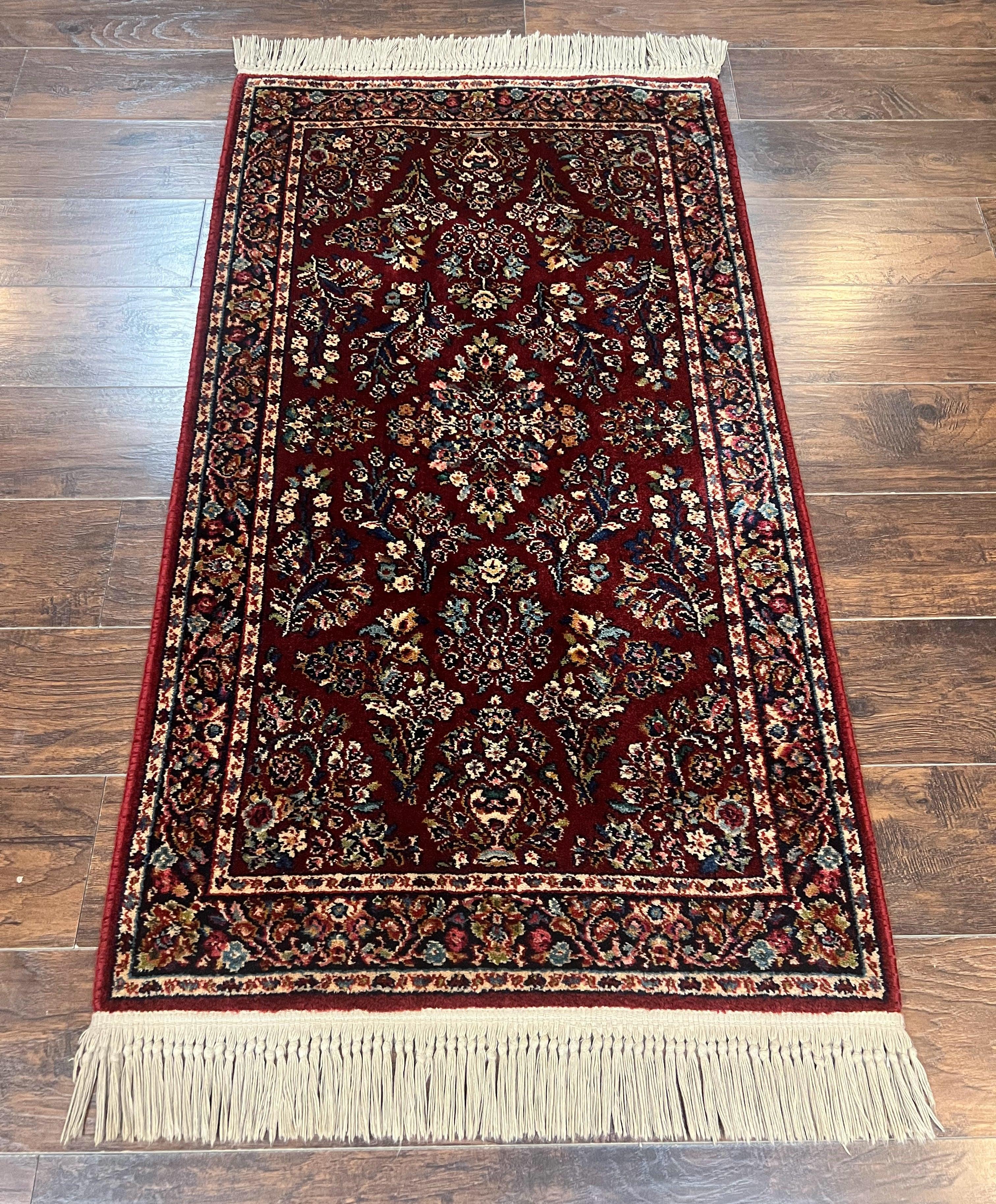 Karastan Rug 3x5 Red Sarouk #785, Small Karastan Wool Pile Rug, Original 700 Series, Discontinued Vintage Karastan Carpet - Jewel Rugs