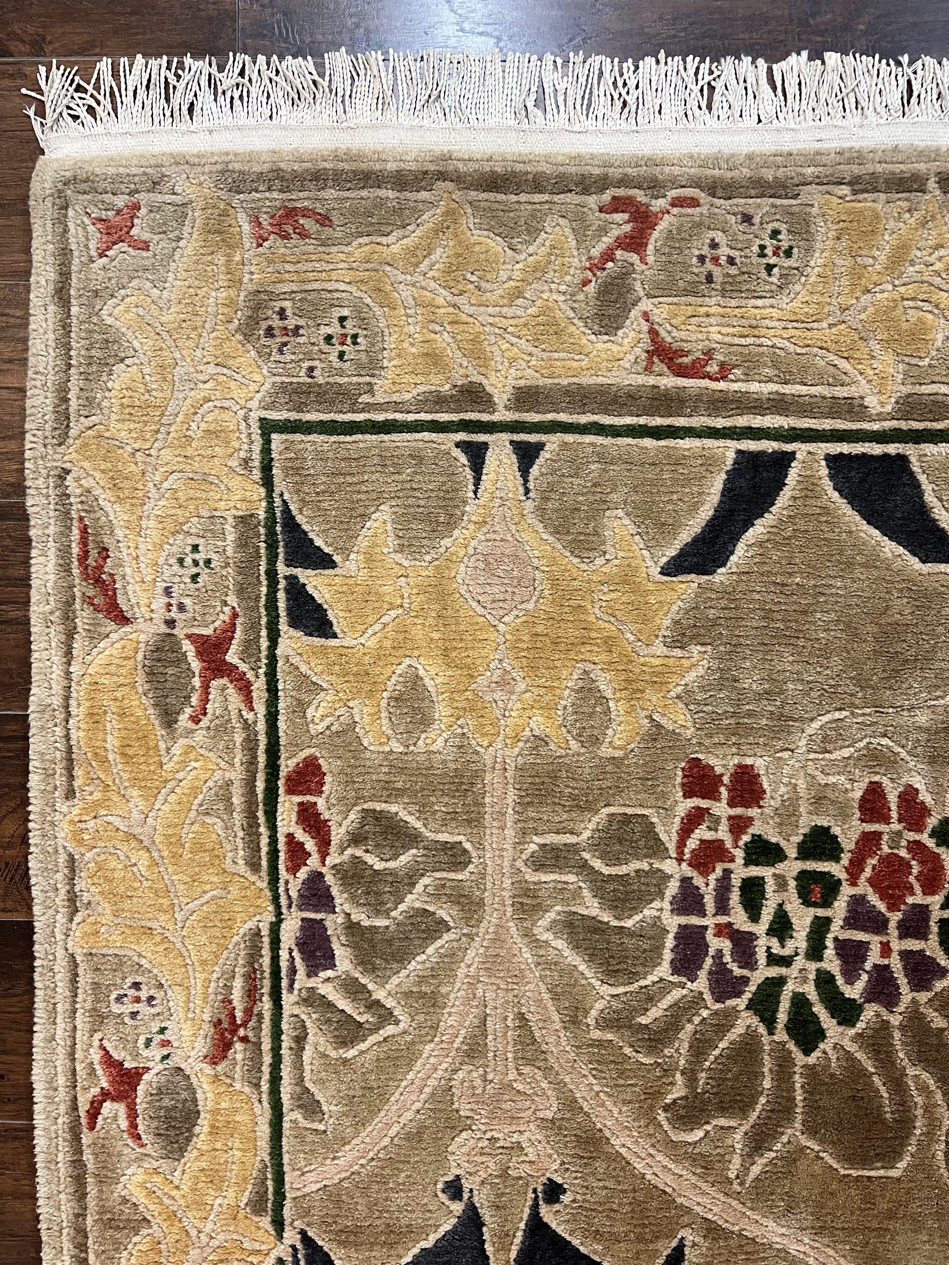 Tibetan Tufenkian Rug 6x9, Wool Hand Knotted Modern Carpet, Abstract Handmade Rug, Soft Pile - Jewel Rugs