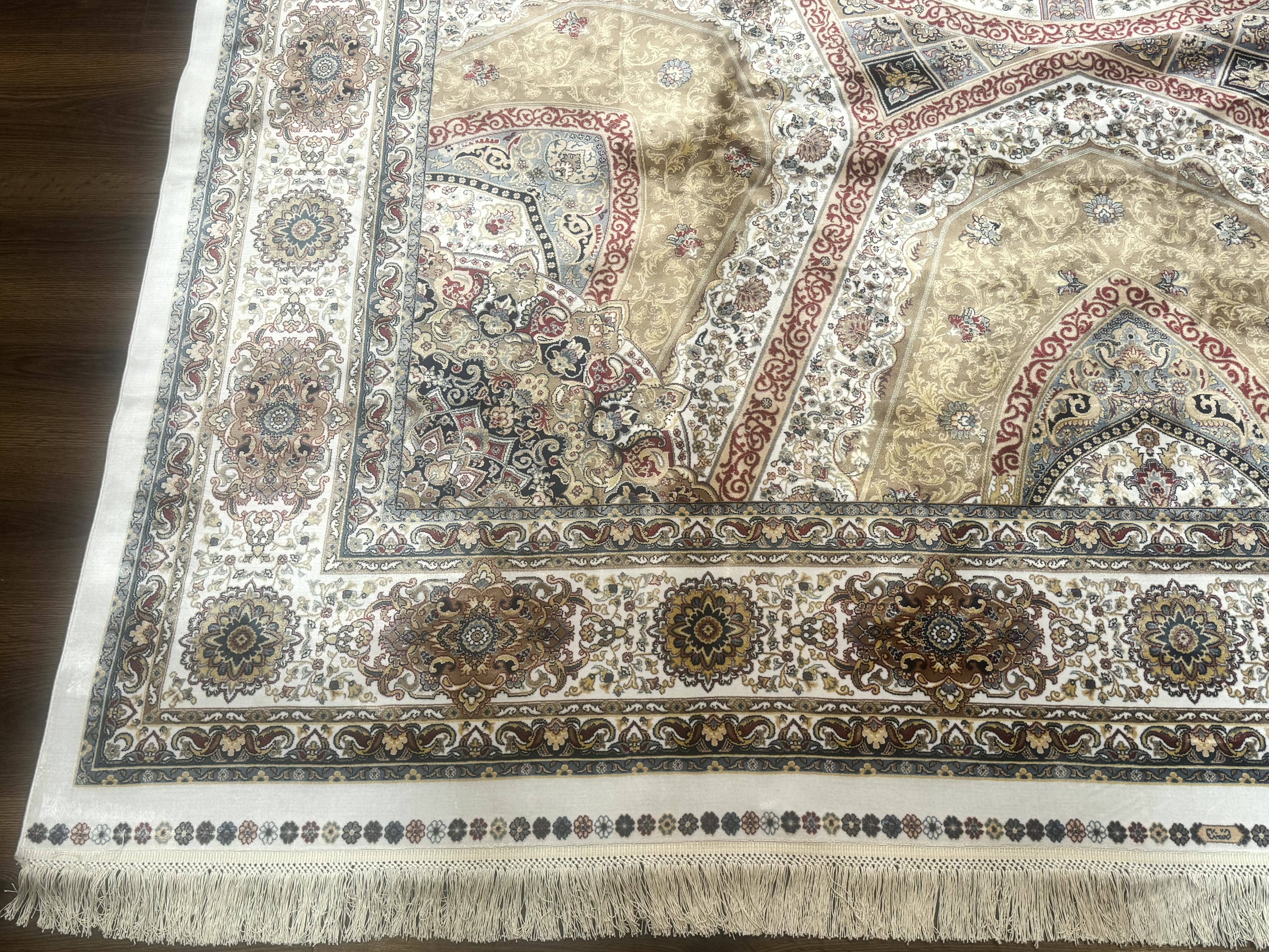 Turkish Silk Rug 8x10, Dome Design, Hereke Carpet, Bamboo Silk, New - Jewel Rugs