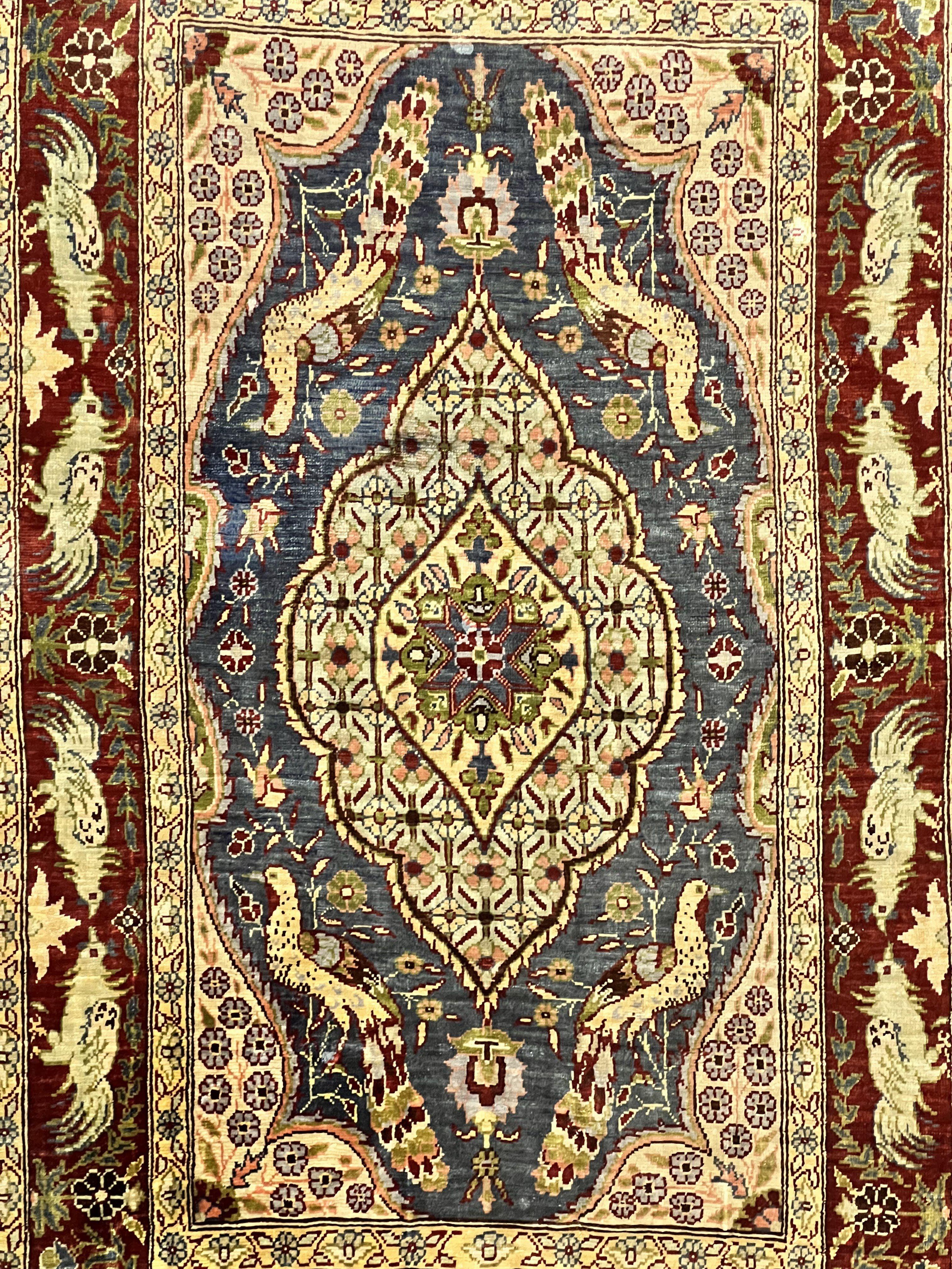 Silk Turkish Hereke Rug 2x3, Peacocks Birds, Signature from Master Weaver, Super Finely Hand Knotted 550 KPSI, Animal Pictorials - Jewel Rugs