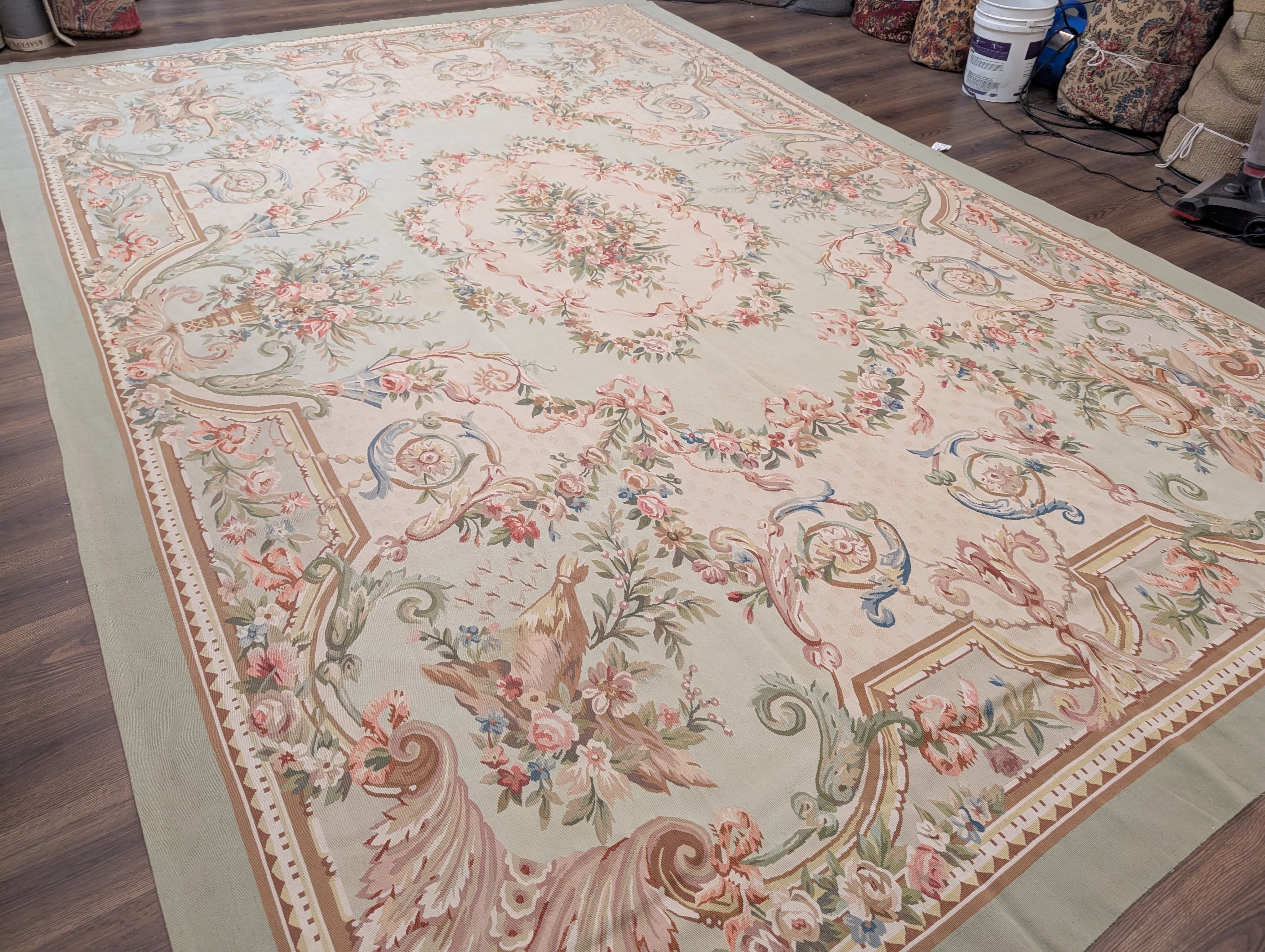 Aubusson Rug 10x14, Flatweave Hand-Woven Wool Carpet - Jewel Rugs