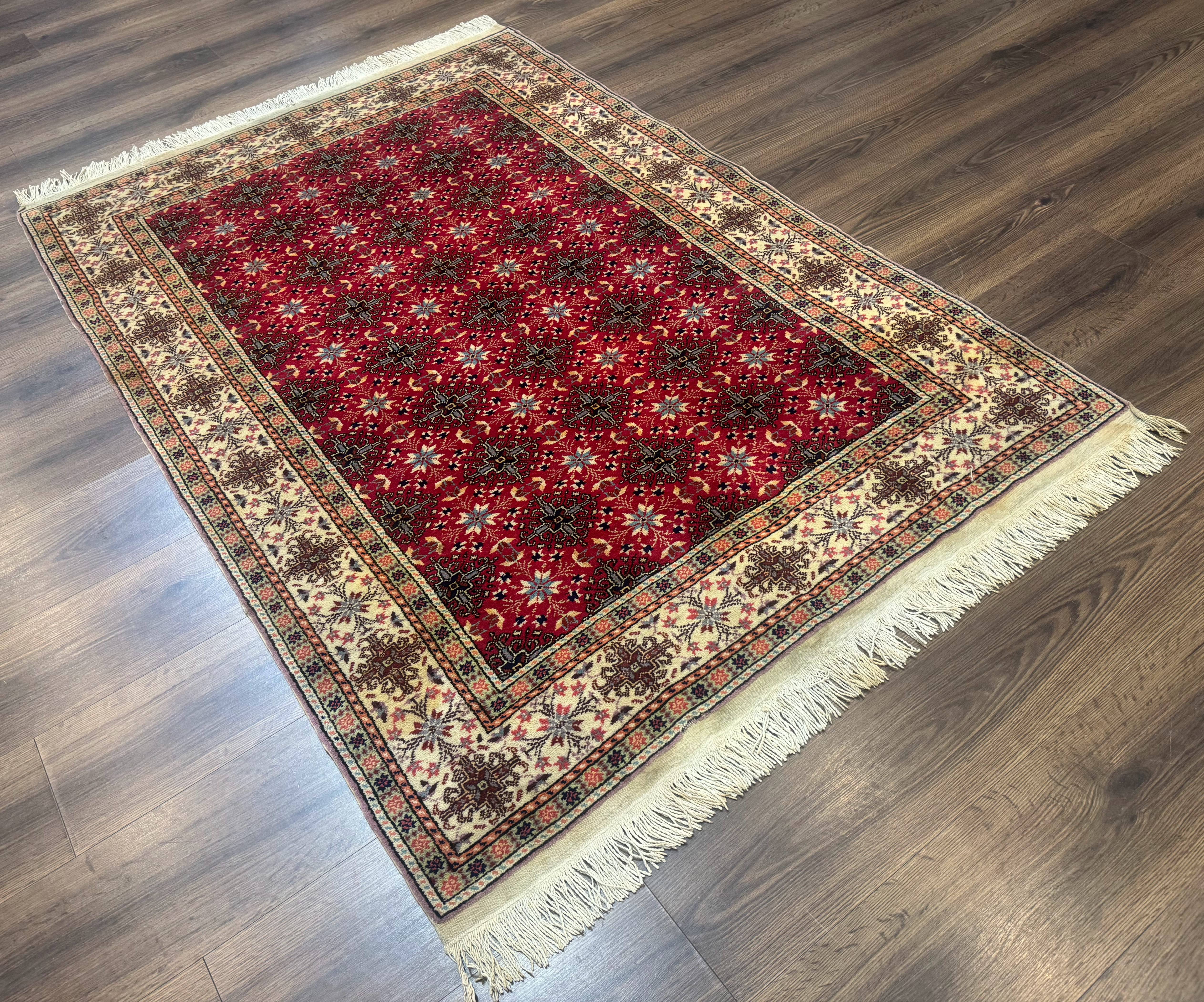 Turkish Sivas Rug 4x6, Red and Cream, Allover Design, Handmade Vintage - Jewel Rugs