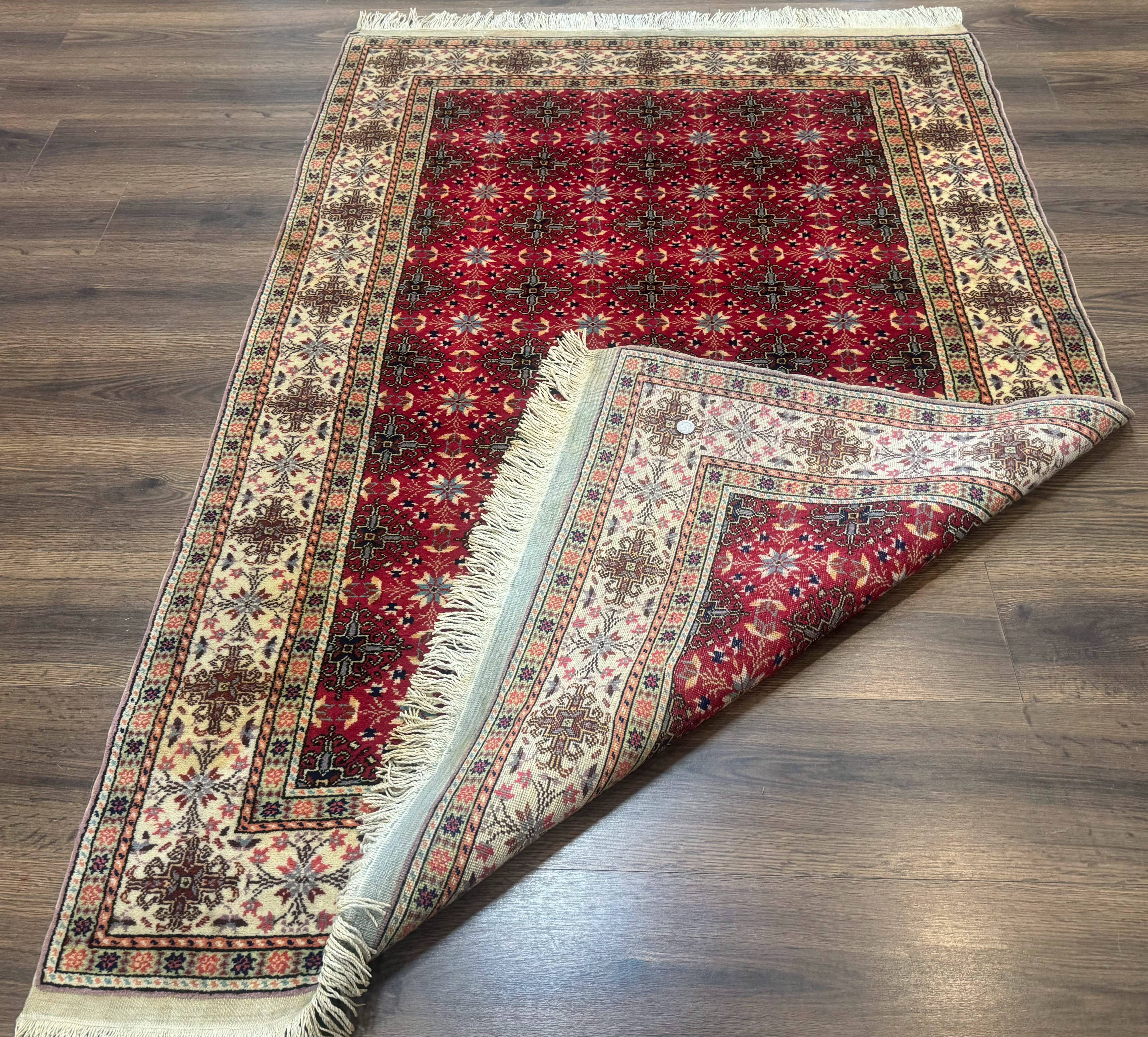 Turkish Sivas Rug 4x6, Red and Cream, Allover Design, Handmade Vintage - Jewel Rugs