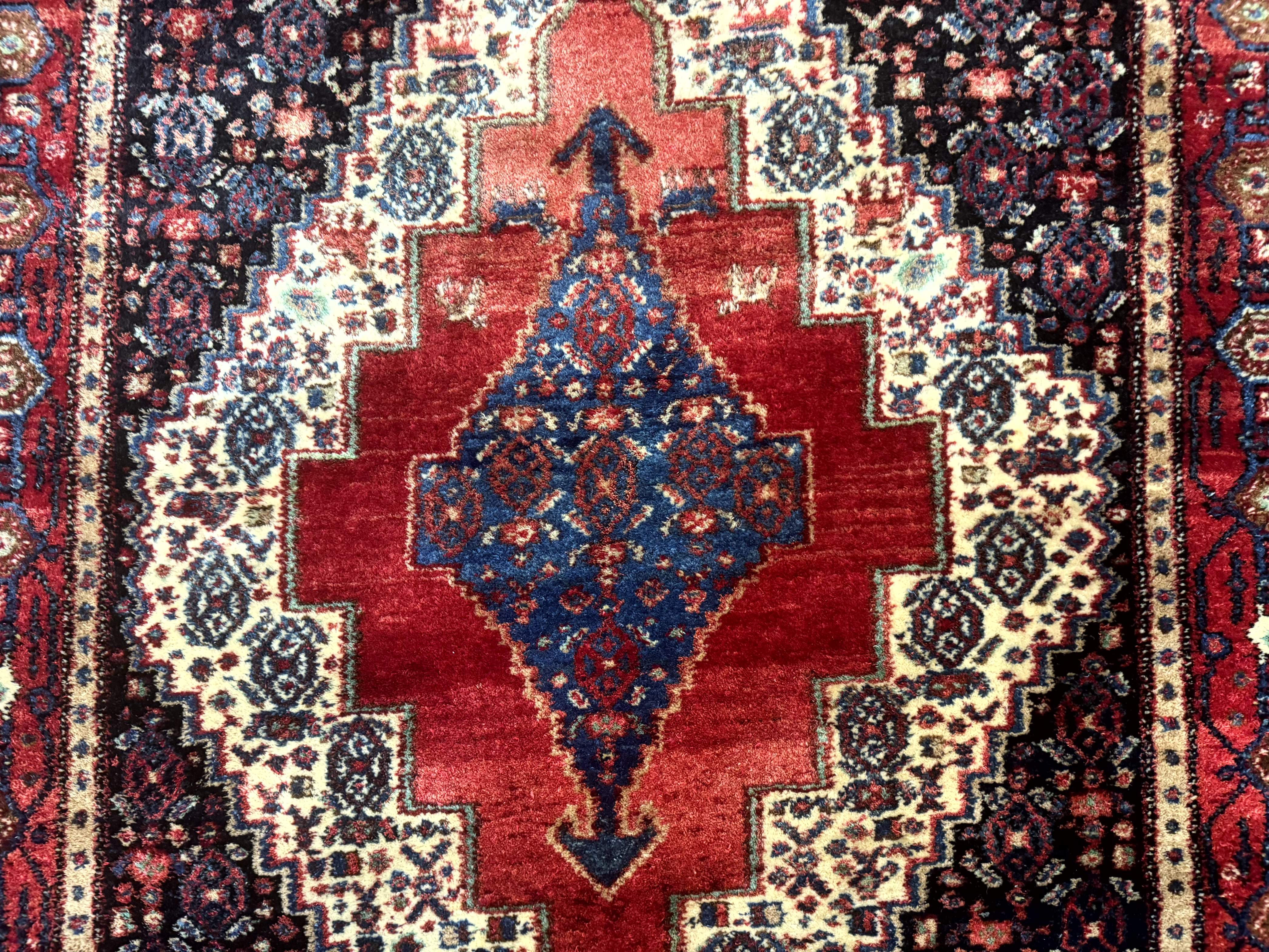Antique Persian Kurdish Senneh Rug 4x5 Tribal Carpet Wool Geometric Medallion - Jewel Rugs