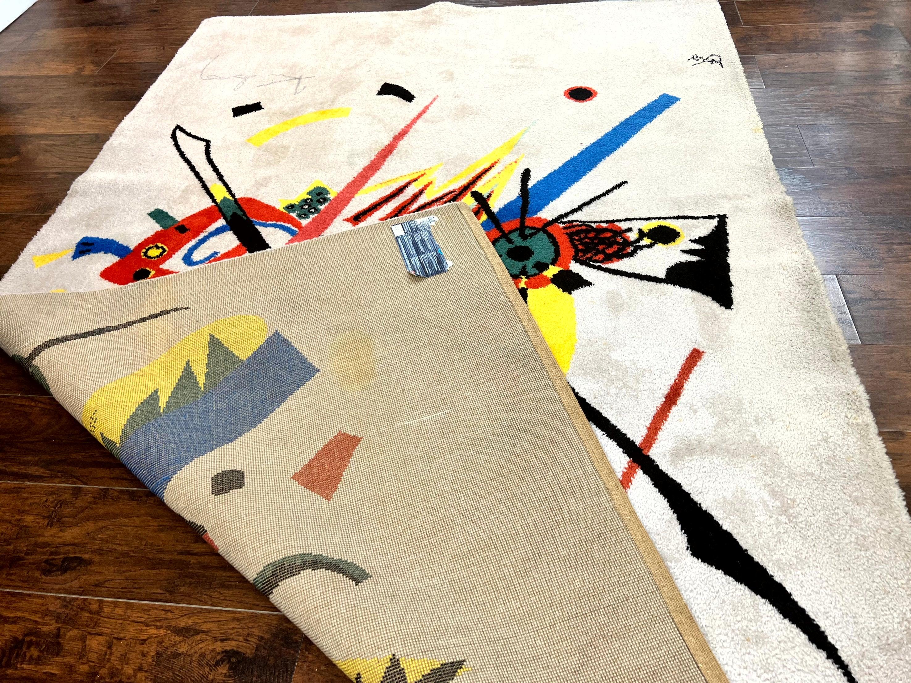 Danish Rya Shag Rug 6x9, EGE Axminster Carpet, Ivory, Modern Abstract Rug, Signed by Designer - Jewel Rugs