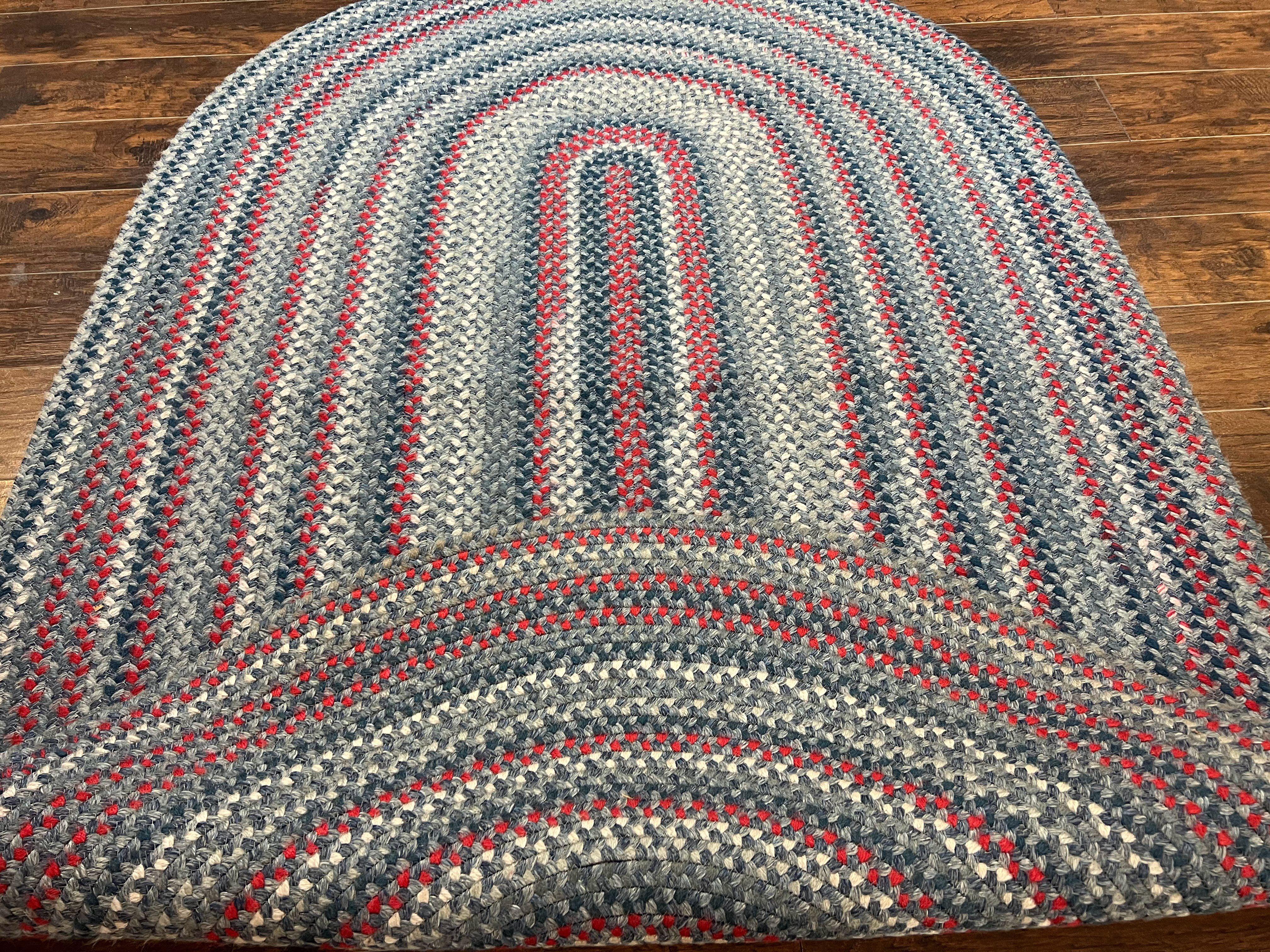 American Oval Braided Rug 5x8, Vintage Multicolor Handmade Wool 5 x 8 Carpet - Jewel Rugs
