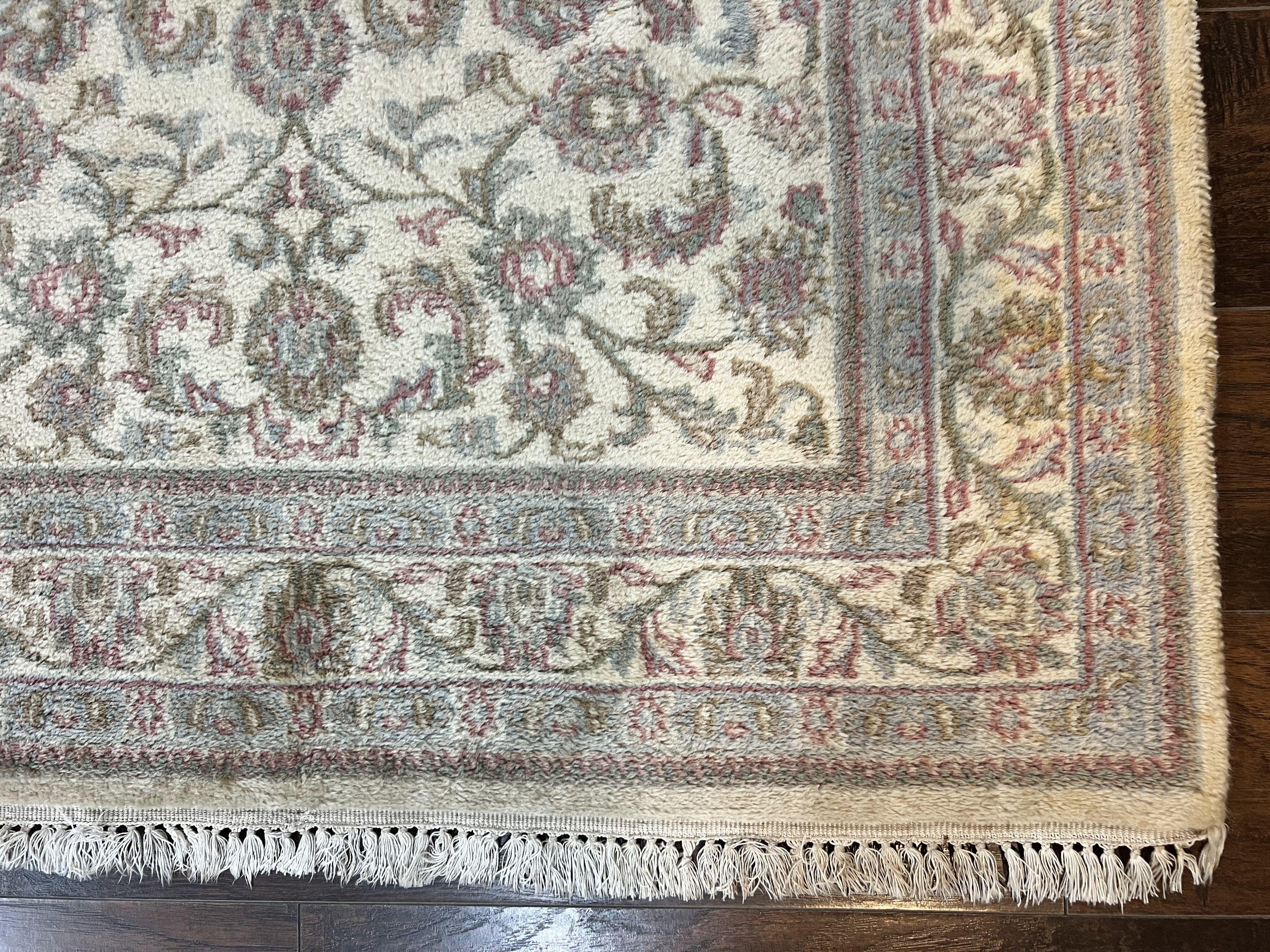 Indo Persian Rug 4x6, Vintage Handmade Wool Carpet, Floral Allover Pattern, Beige, Pair B - Jewel Rugs