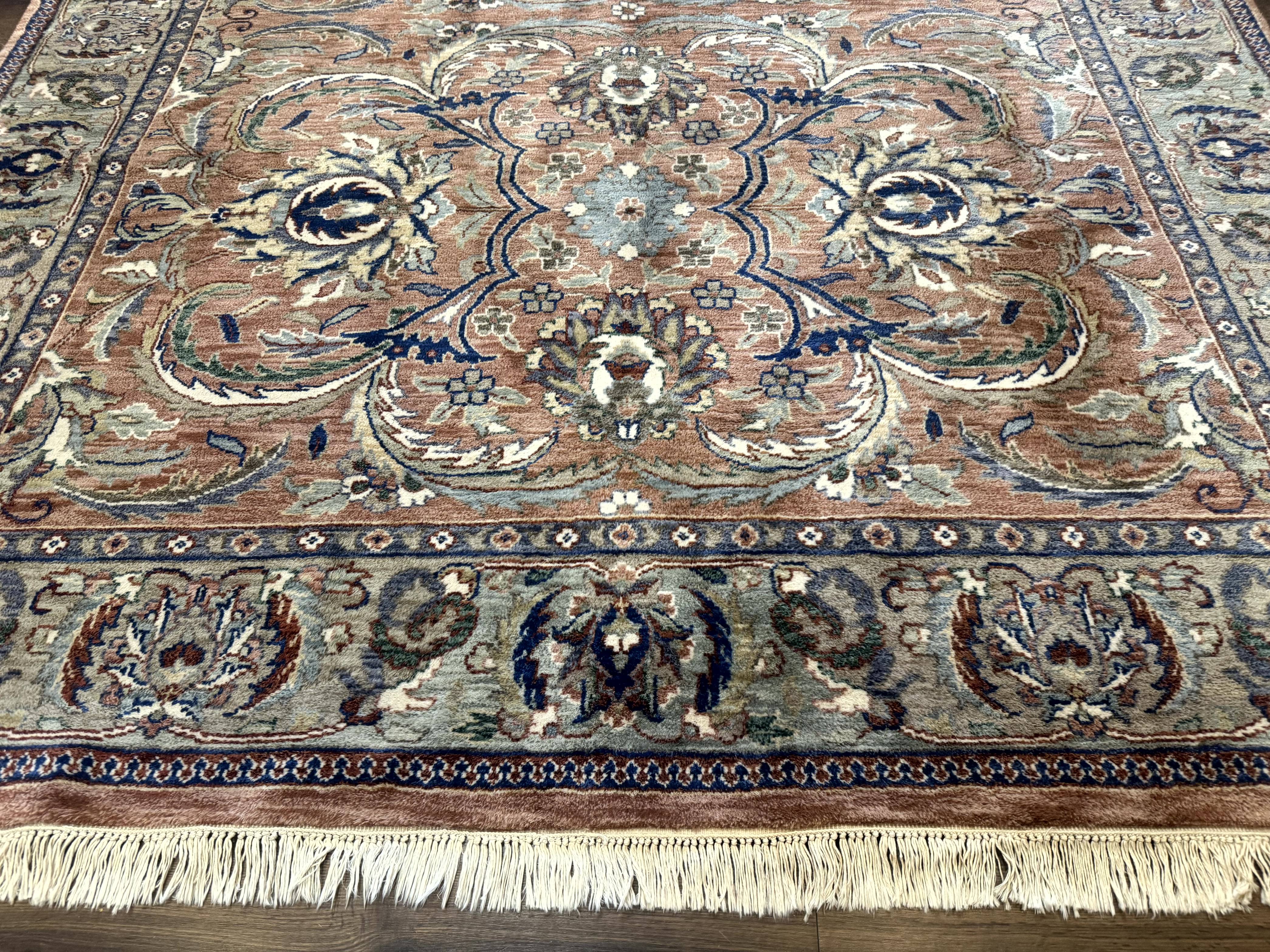 Indo Persian Mahal Rug 8x10, Traditional Wool Oriental Carpet, Pink - Jewel Rugs