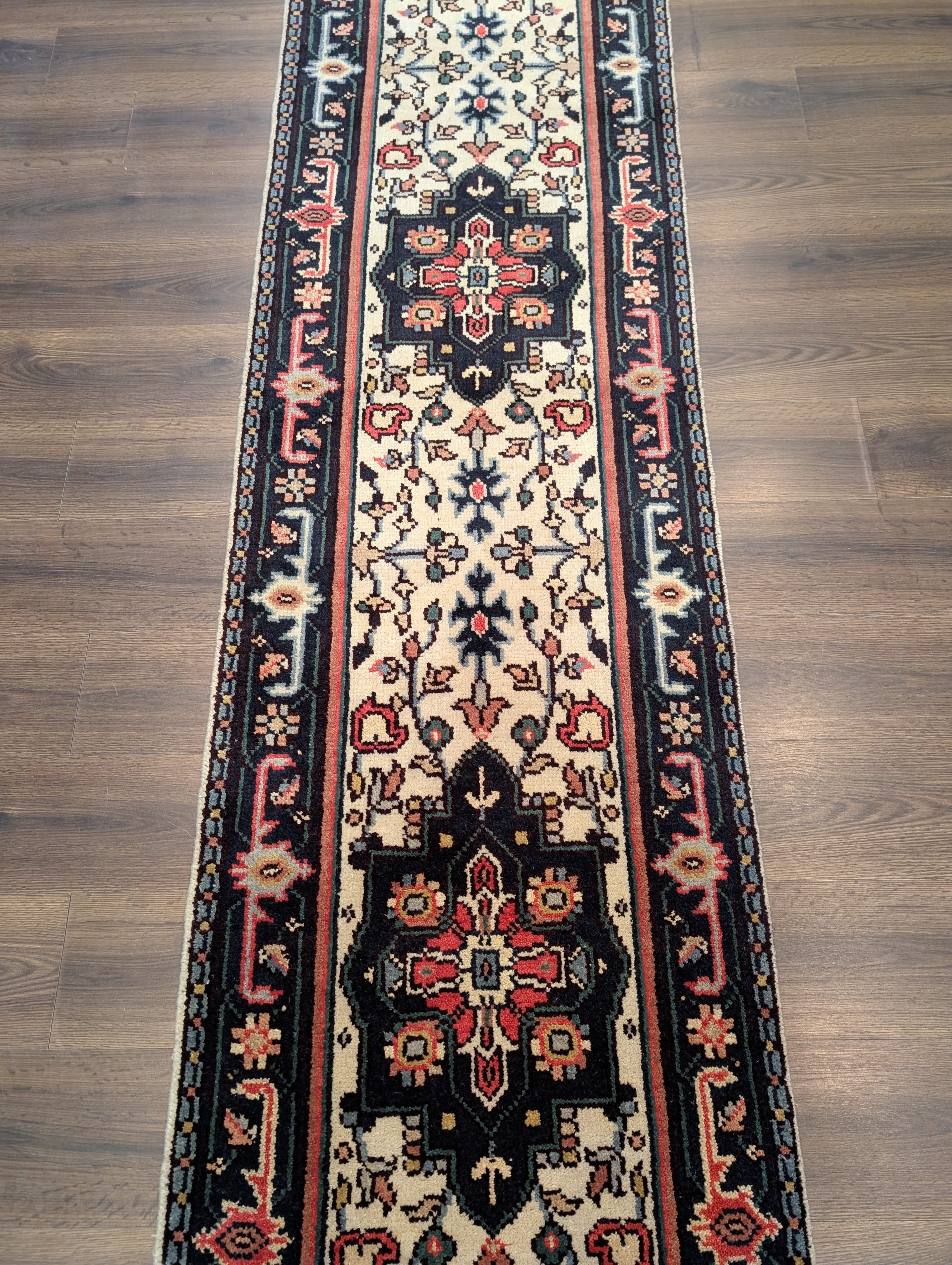 Indo Persian Heriz Serapi Runner 2.7 x 16, Vintage Wool Runner - Jewel Rugs