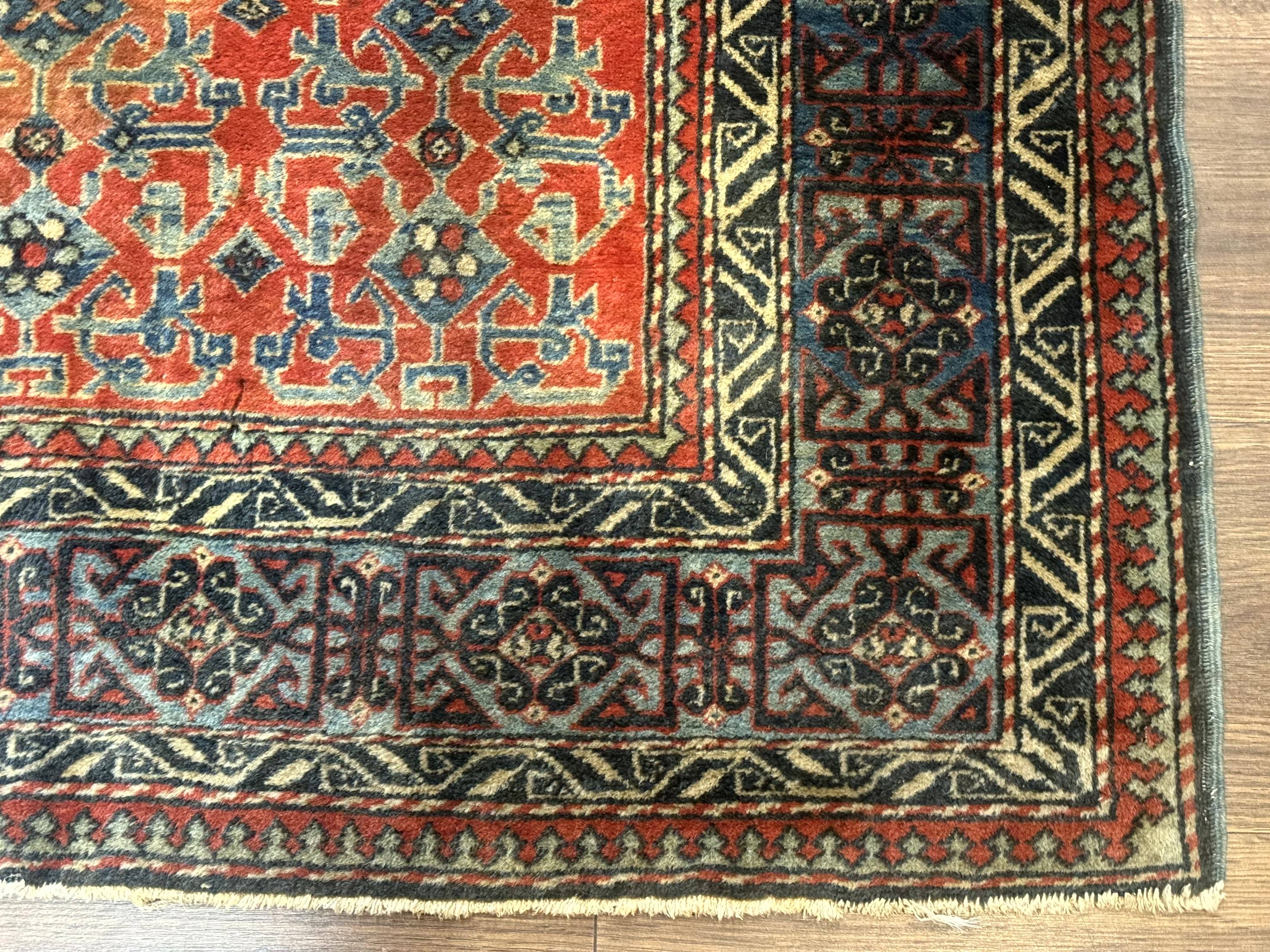 Caucasian Rug 4x6, Allover Pattern, Tomato Red - Jewel Rugs