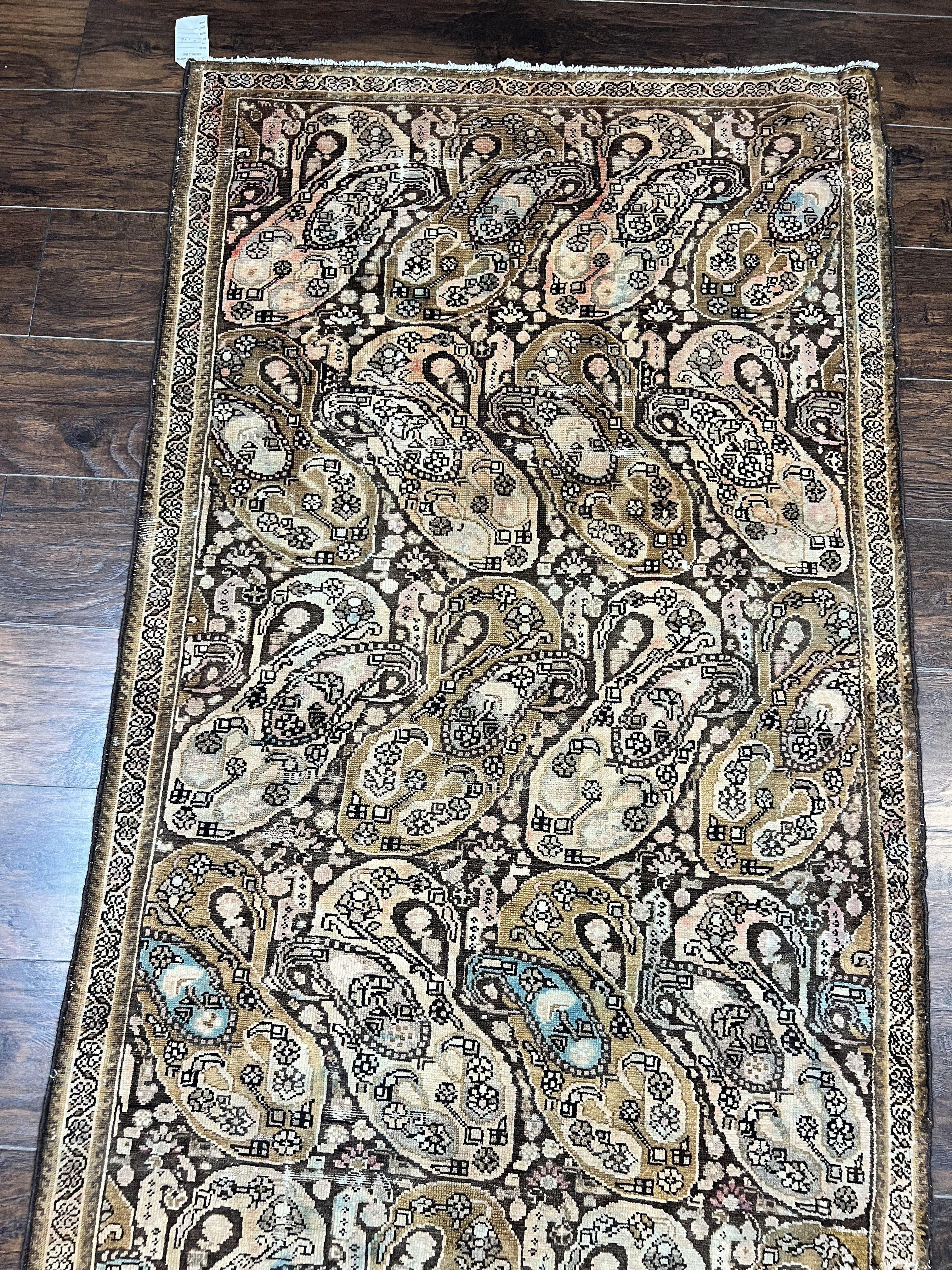 Antique Persian Malayer Runner Rug 3x16, Repeated Boteh Paisley Design, Rare Rug, 1920s Antique Oriental Carpet, Wool Handmade Hand Knotted 3 x 16 ft Rug - Jewel Rugs