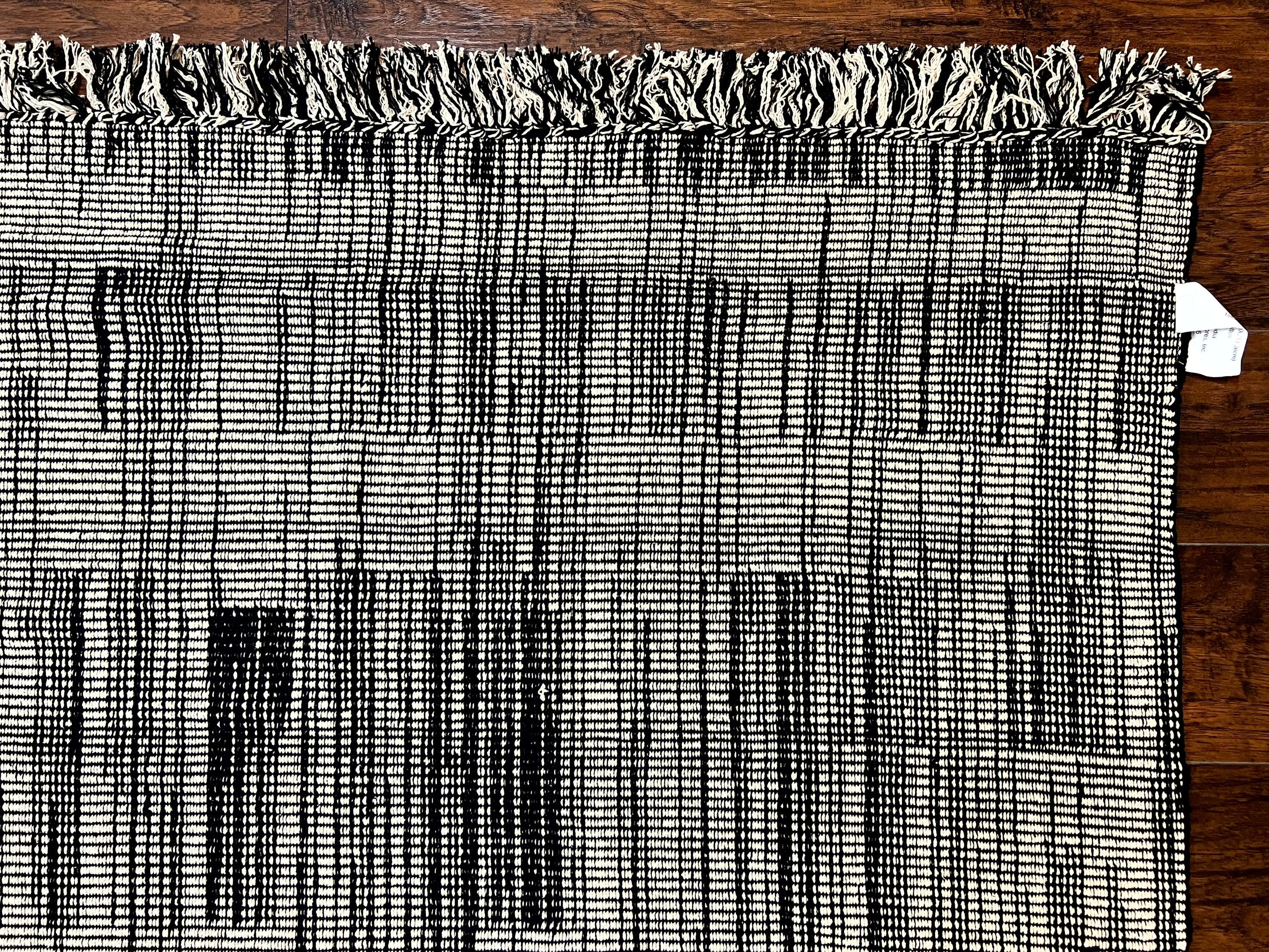 Black and White Cotton Woven Rug 5x7 - Jewel Rugs