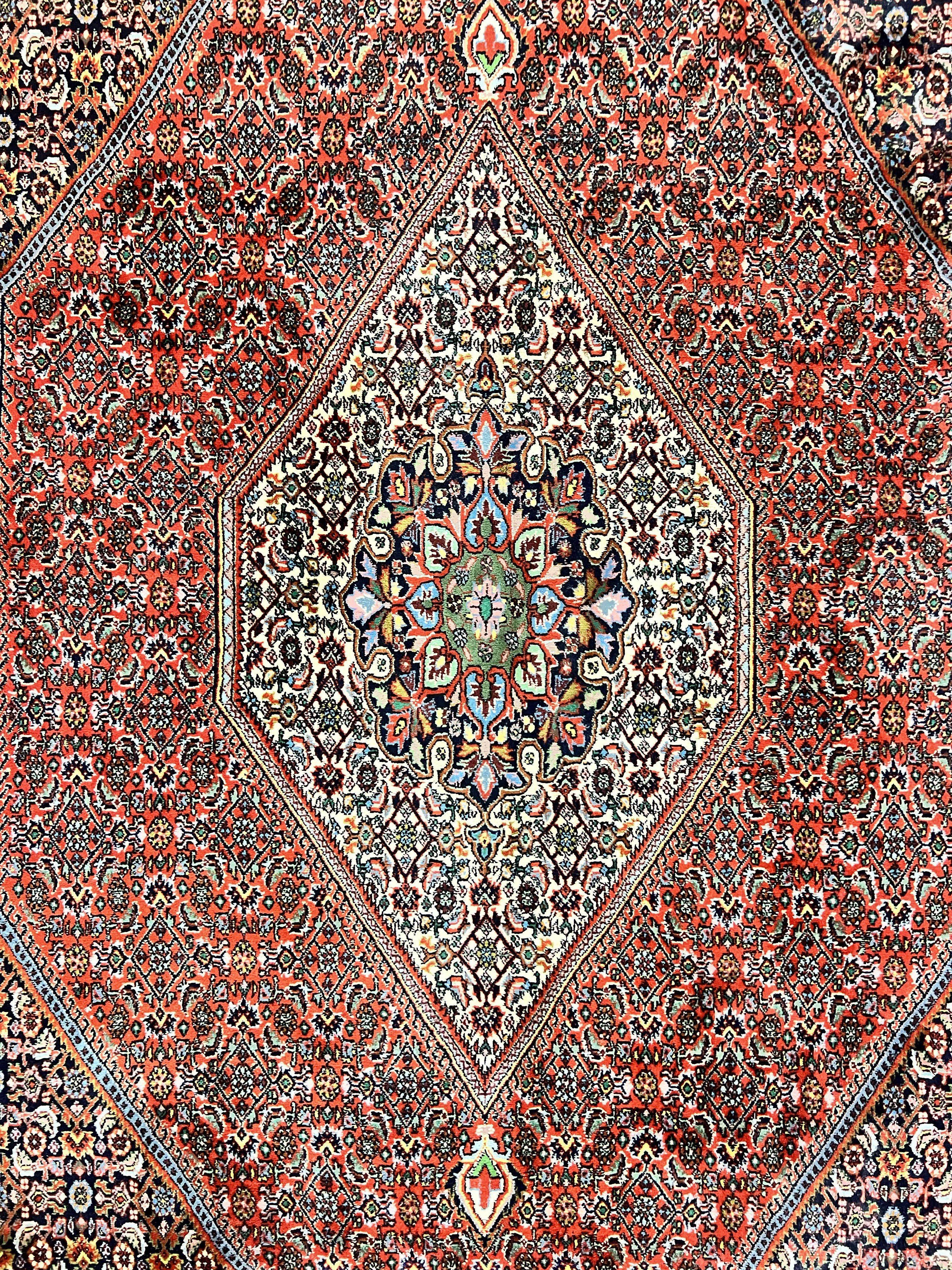 Persian Bidjar Rug 5x10, Wool Hand Knotted Vintage Carpet, Highly Detailed, Mahi Herati Pattern, 5 x 10 Oriental Rug - Jewel Rugs