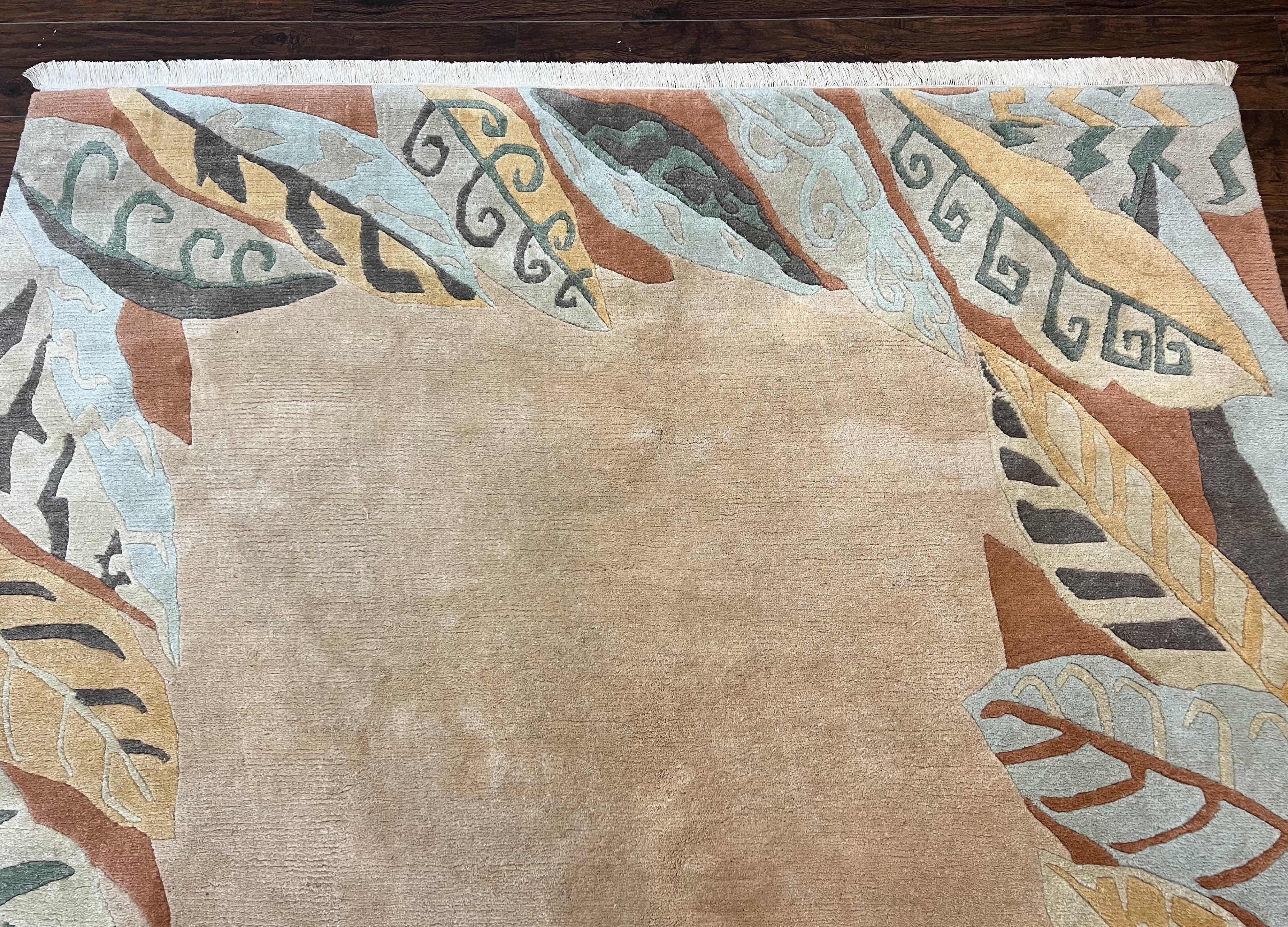 Modern Tibetan Rug 7x10, Soft Wool, Tufenkian Style Carpet, Tibet Nepali Rug, Open Field, Handmade Wool Rug - Jewel Rugs