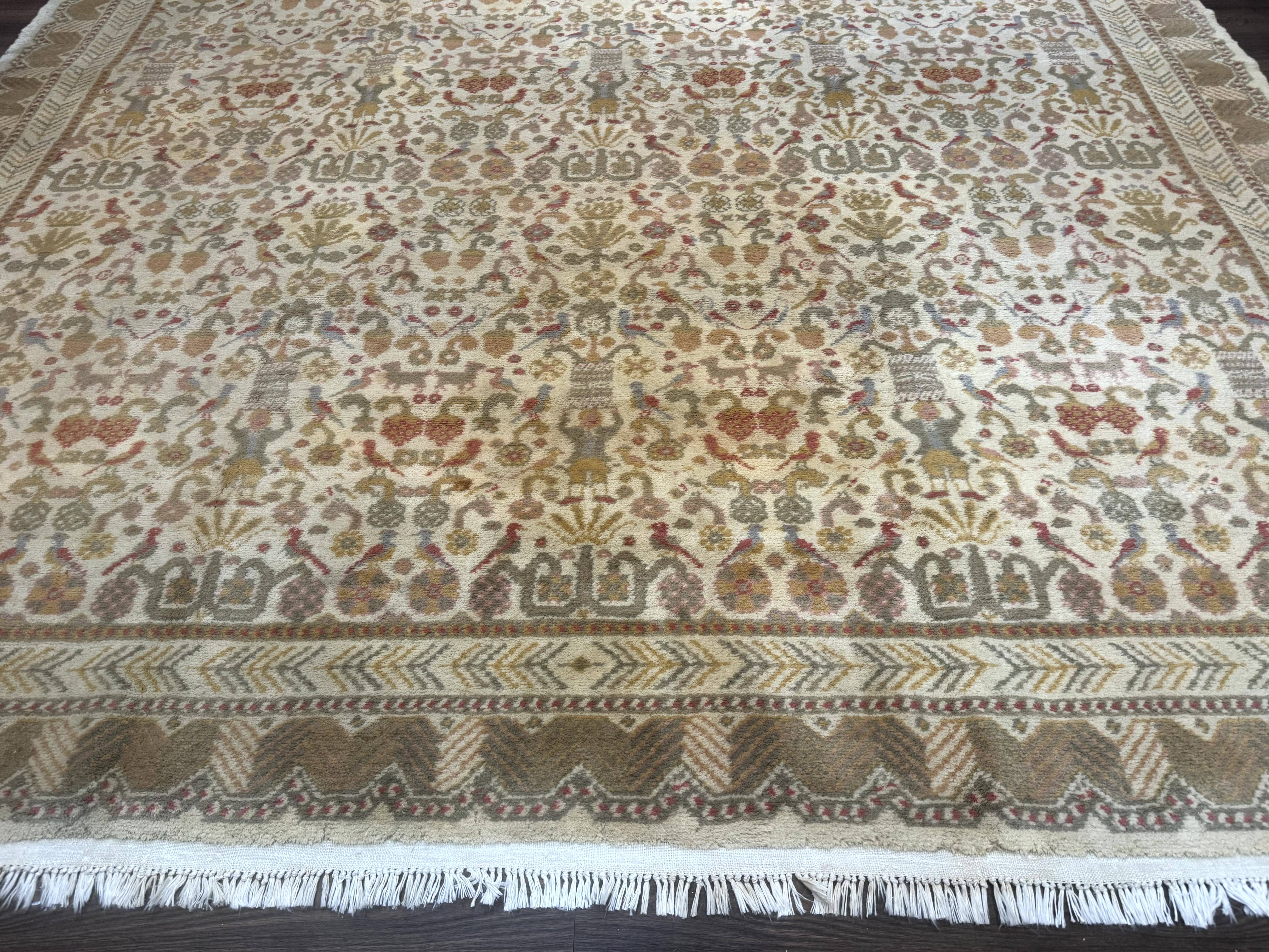 Large Spanish Portuguese Rug 9x15, Beige, Vintage, Allover Pattern, Wool - Jewel Rugs