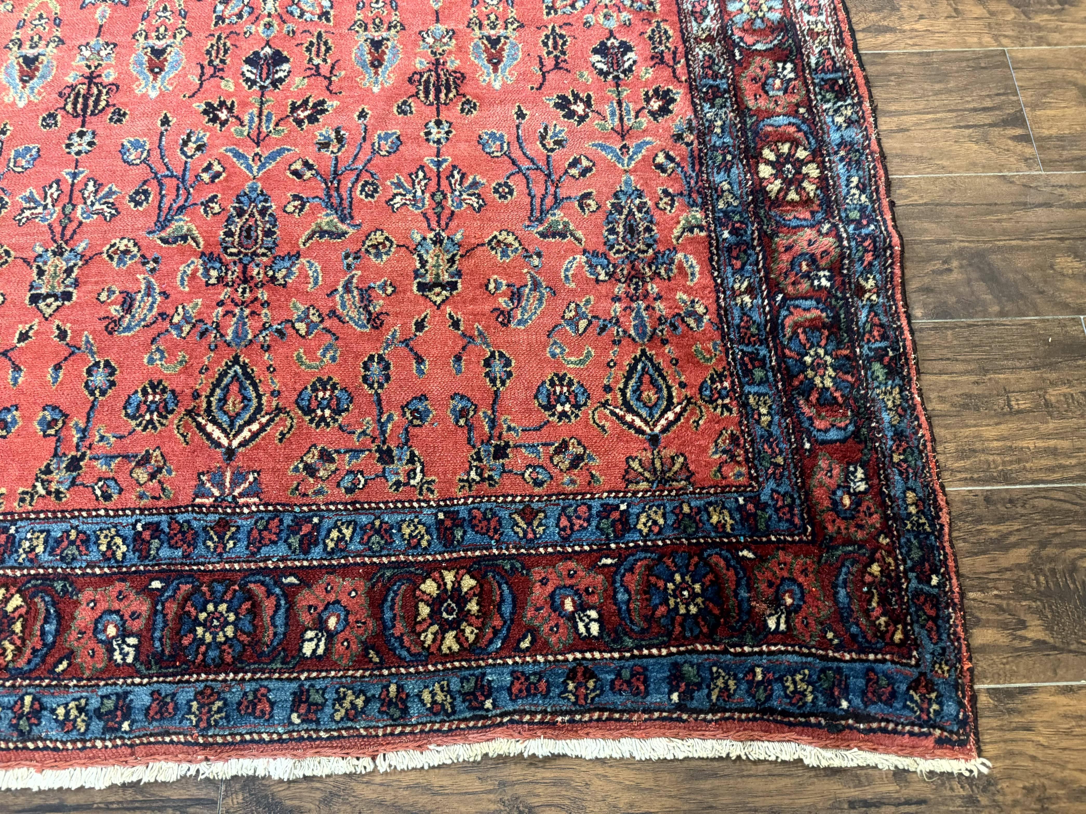 Antique Persian Tribal Rug 5 x 6.6, Tomato Red, Hamadan Angelas Rug - Jewel Rugs