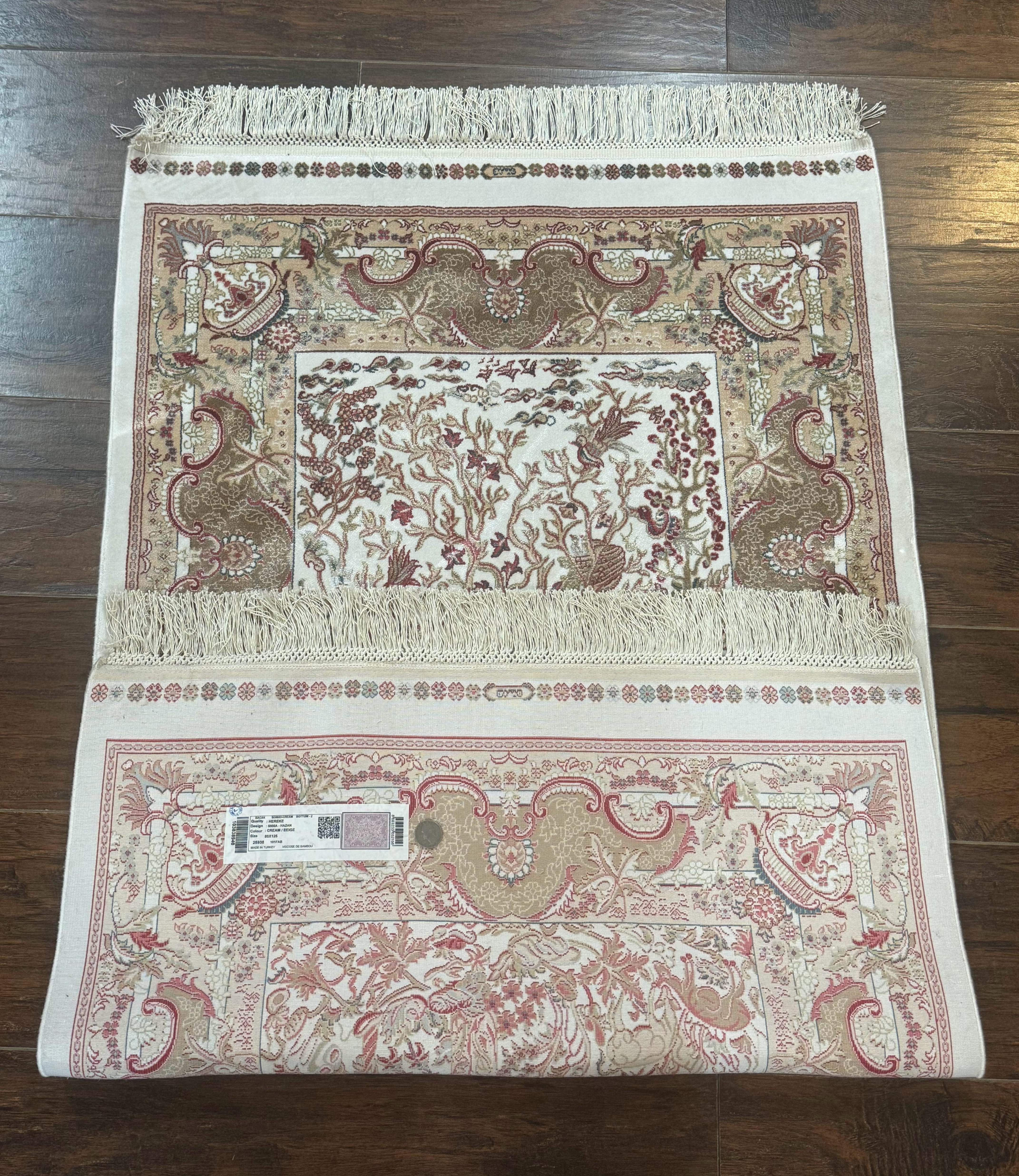 Tree of Life Turkish Silk Rug 2.6 x 4, Ivory, Bamboo Silk - Jewel Rugs