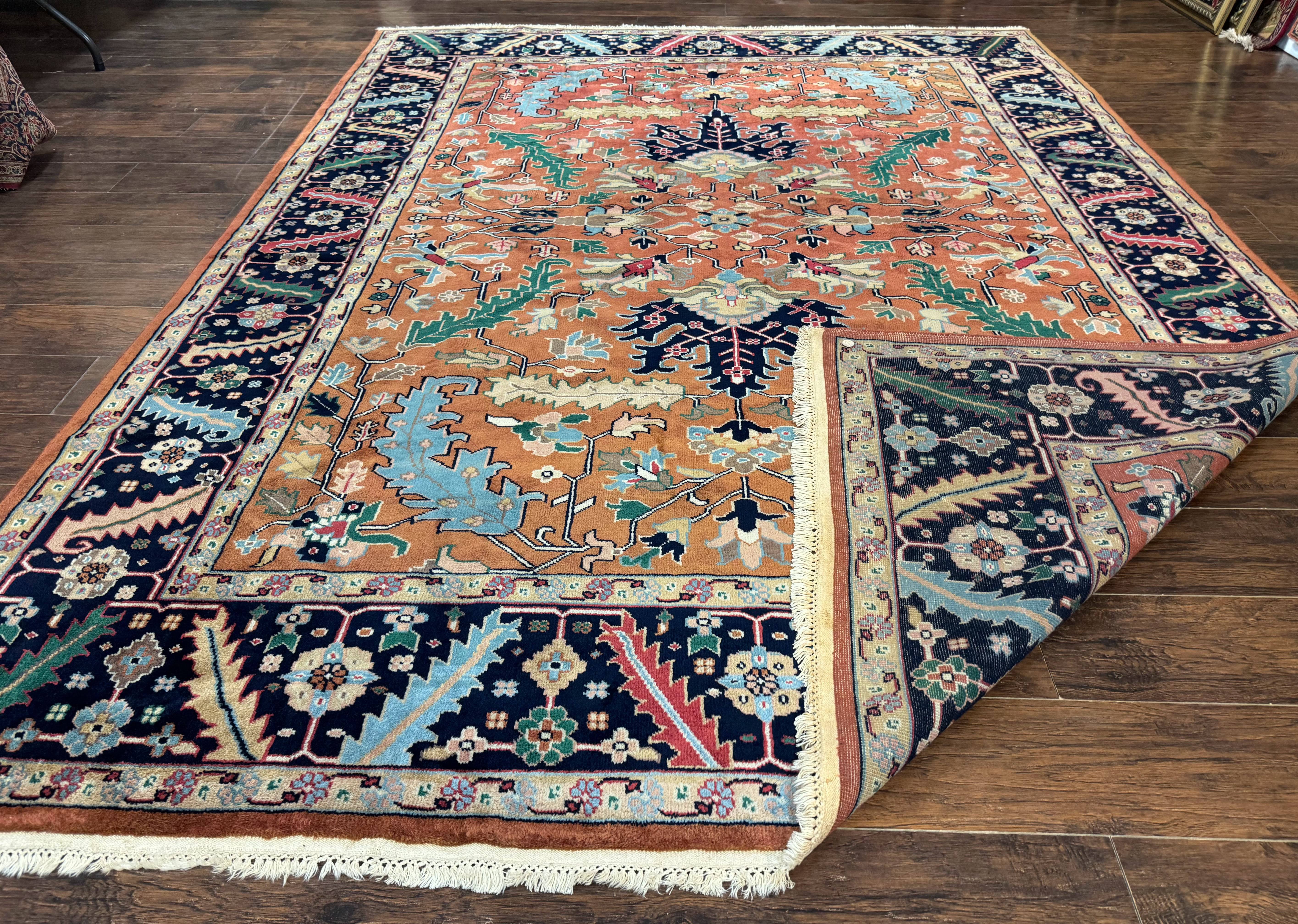 Indo Persian Heriz Rug 8x11, Allover Pattern, Geometric Design Rug, Serapi Rug, Vintage - Jewel Rugs