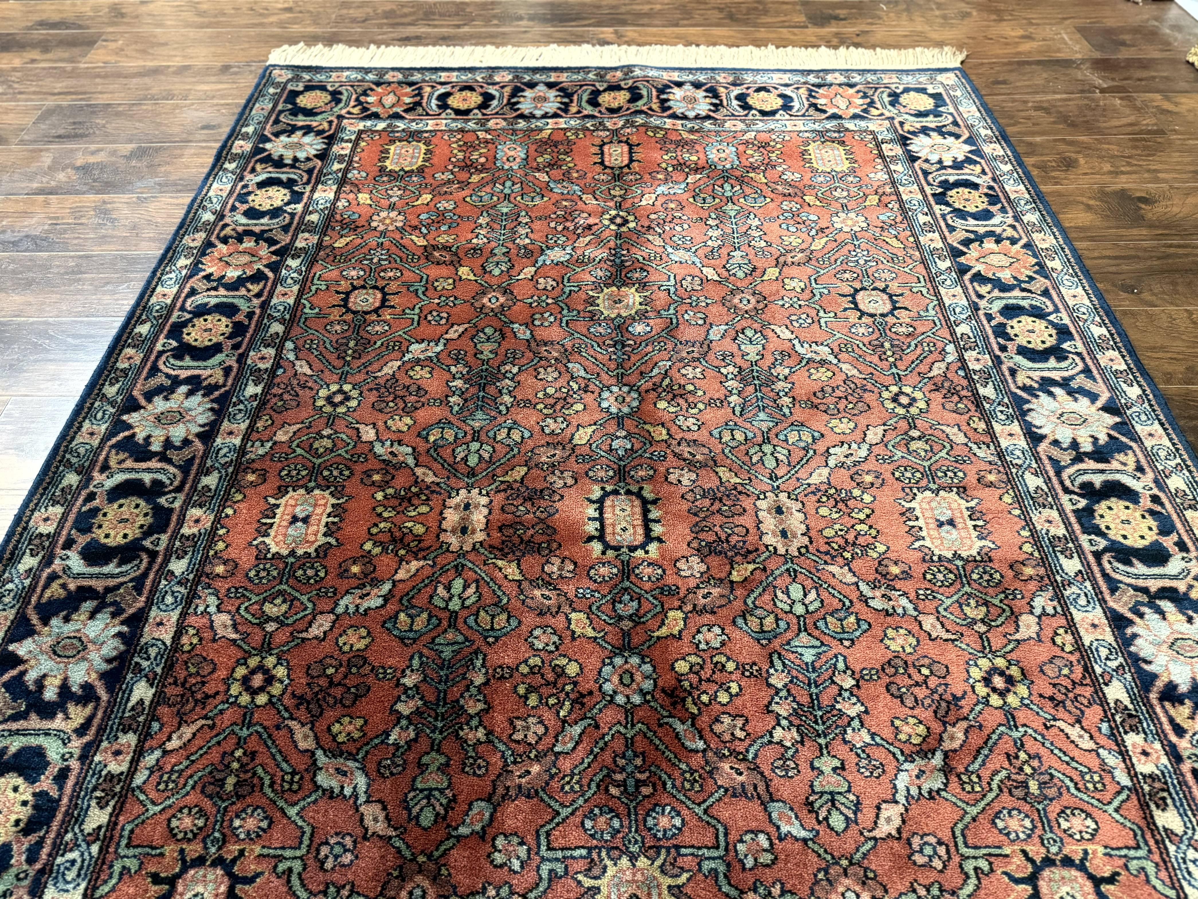 5.9 x 9 Karastan Serapi Rug #729, Wool Karastan Carpet, Original 700 Series, Red and Dark Blue, Discontinued, 6x9 Vintage Karastan, Rare - Jewel Rugs