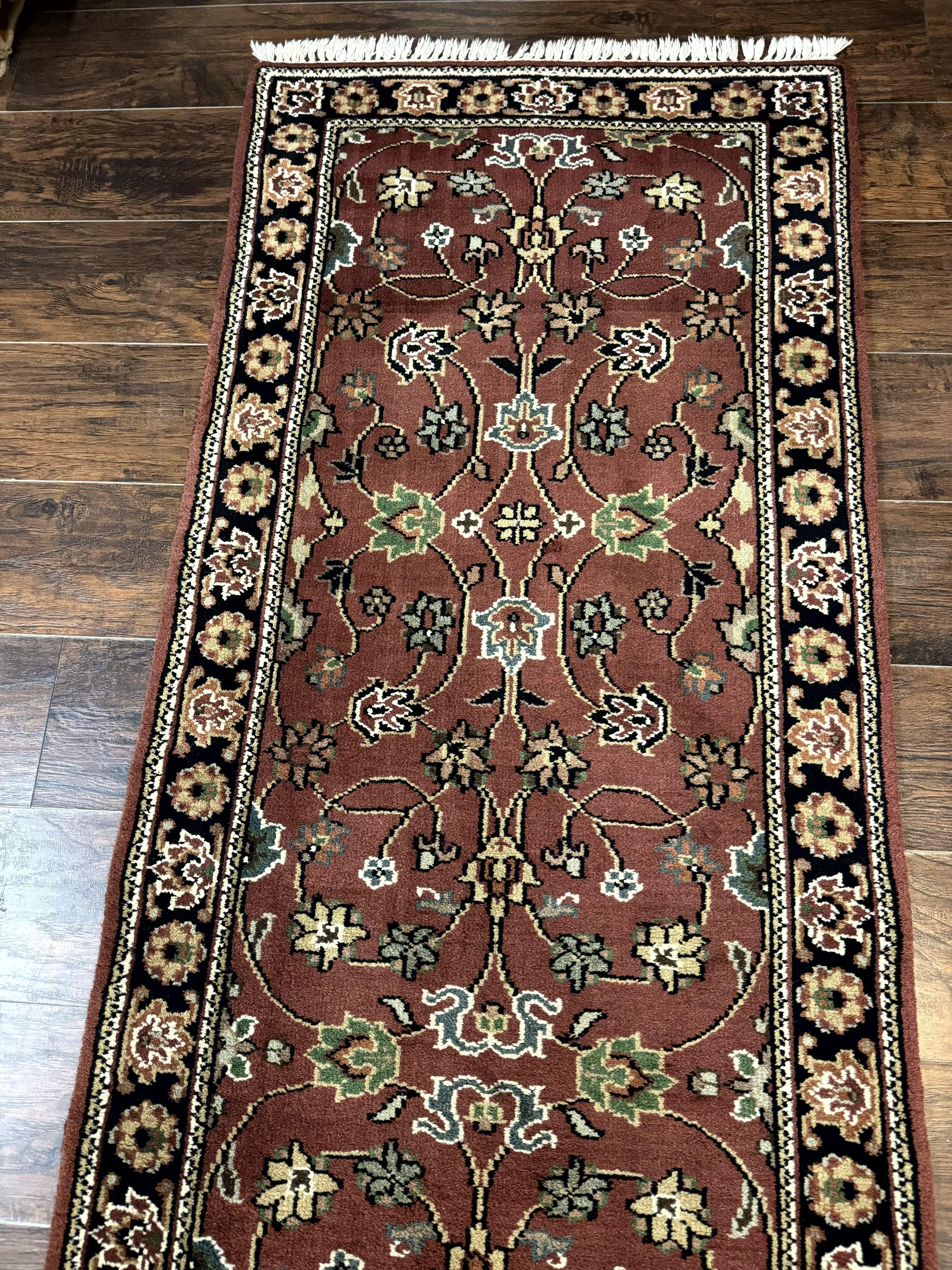 Indo Persian Sarouk Runner Rug 2.8 x 20 ft Runner for Hallway, Long Runner Rug, Handmade - Jewel Rugs