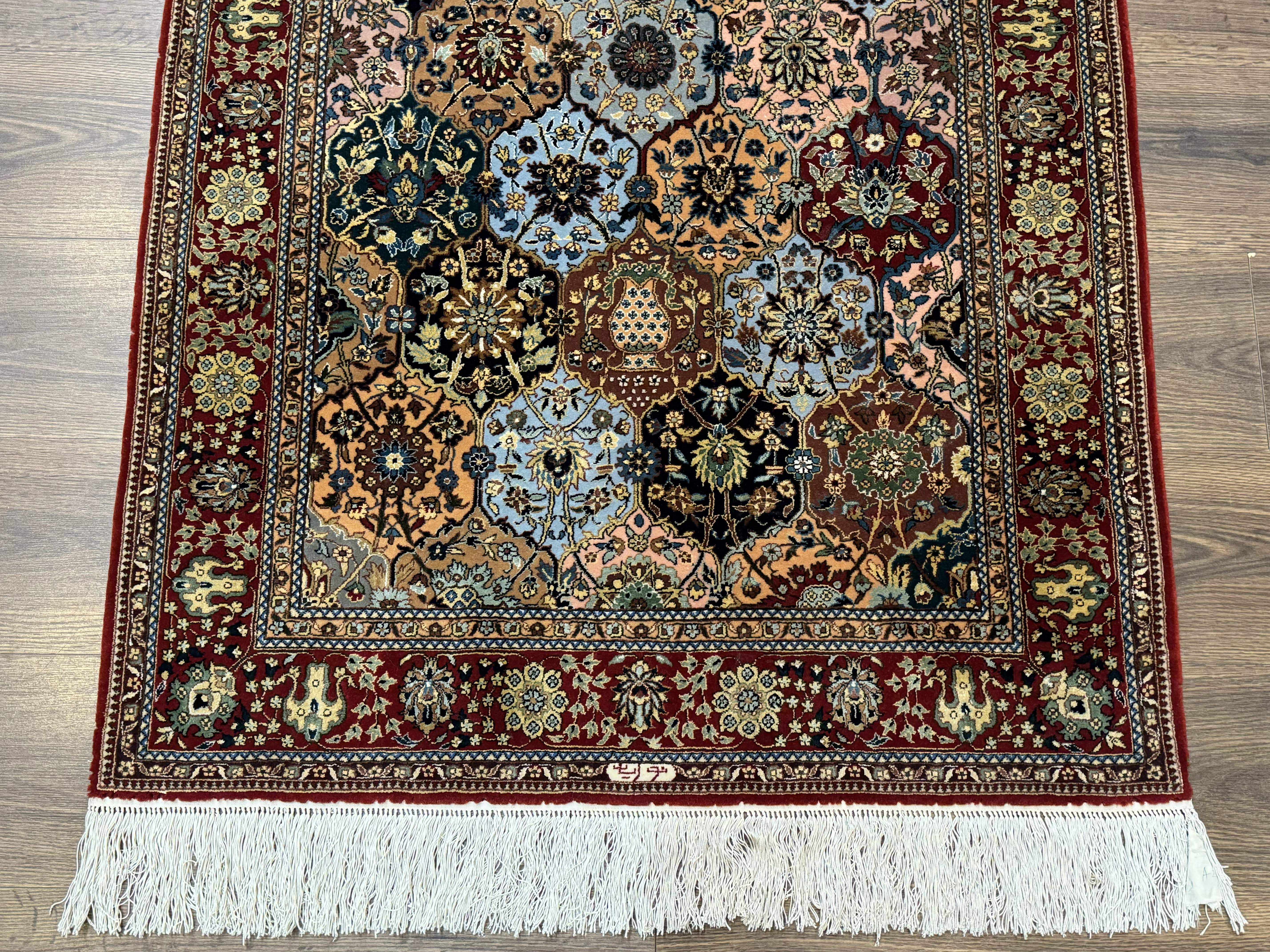 Sino Persian Qum Rug 3x5 – Multicolor, Hand-Knotted, Wool on Silk, Very Fine 480 KPSI - Jewel Rugs