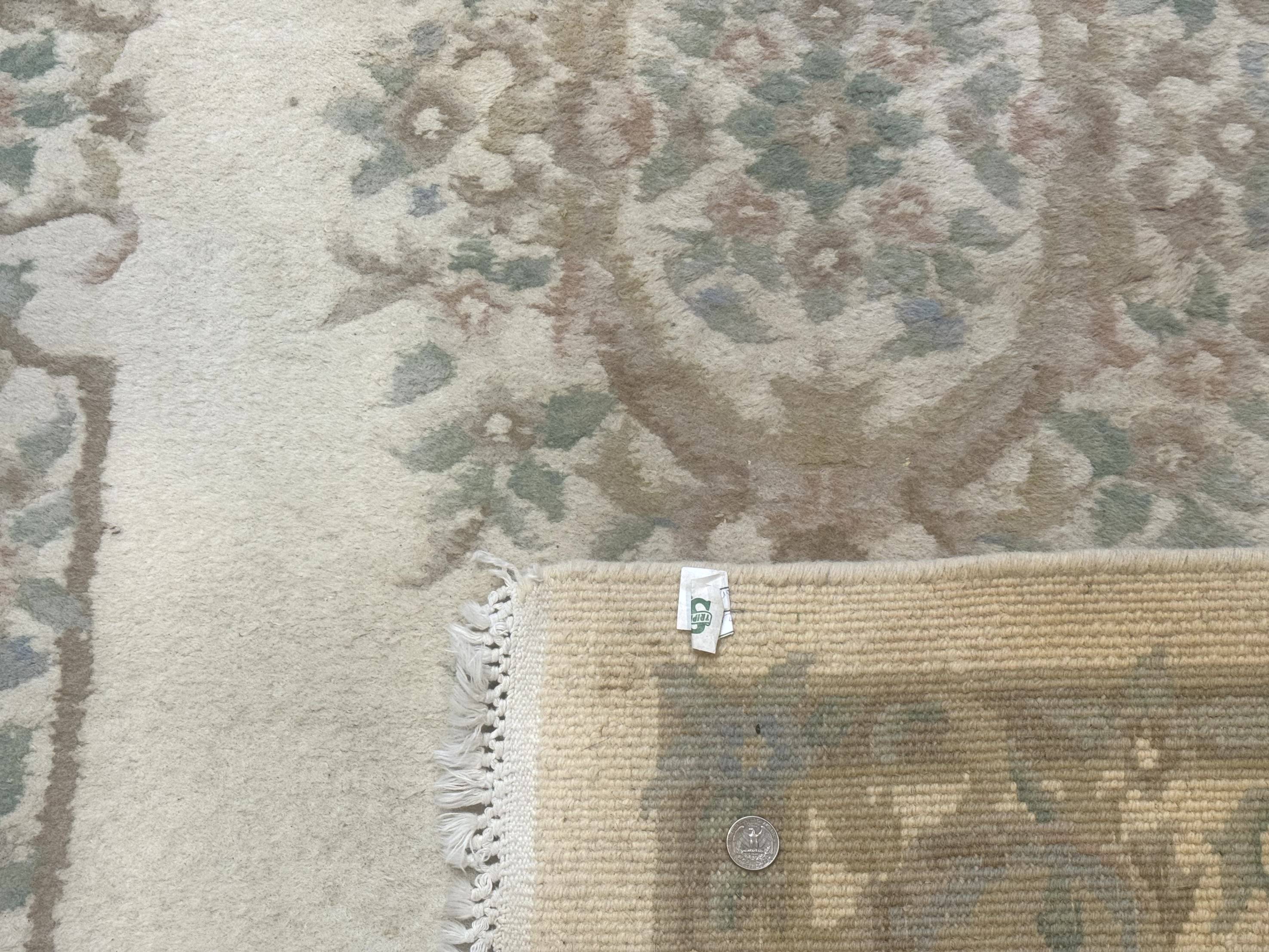 Indo Chinese Wool Rug 4x6, Aubusson Design, Ivory - Jewel Rugs