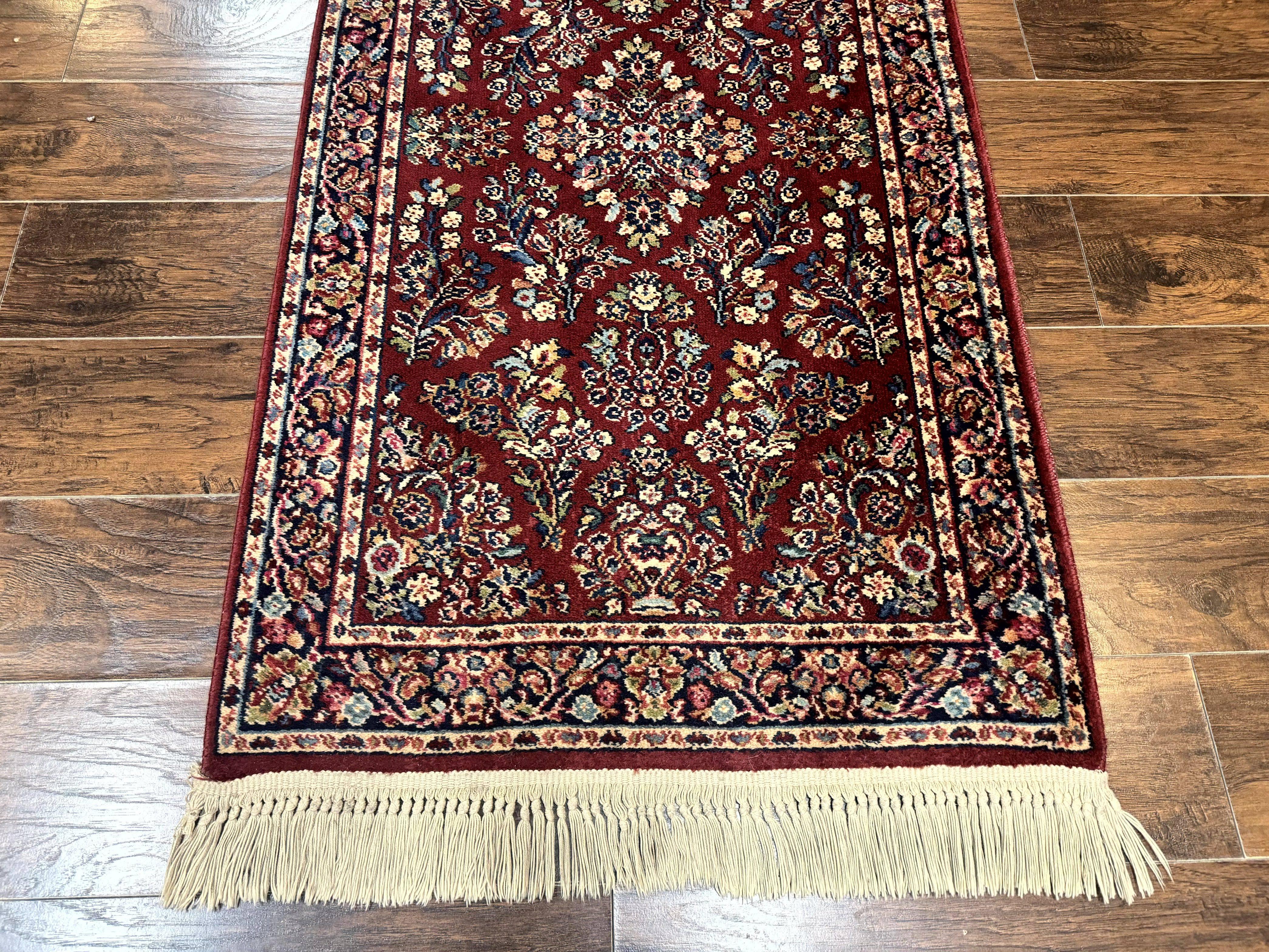 Karastan Runner Rug 3x12 Red Sarouk #785, Original 700 Series, 2.10 x 12 ft Runner, Wool Karastan Runner Rug, Rare - Jewel Rugs
