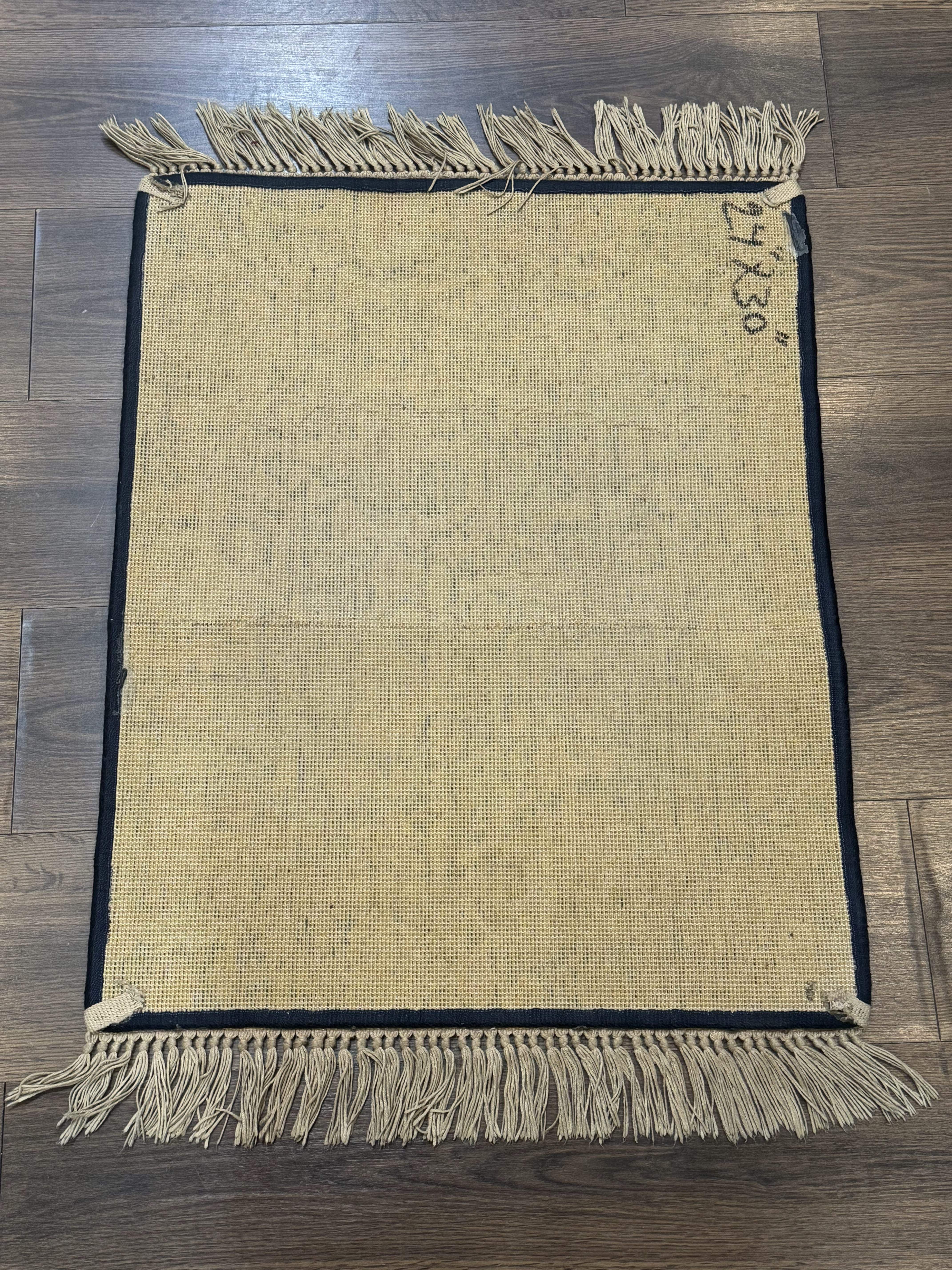 Small Wool Karastan Rug 2 x 2.5, Navy Blue, Vintage - Jewel Rugs