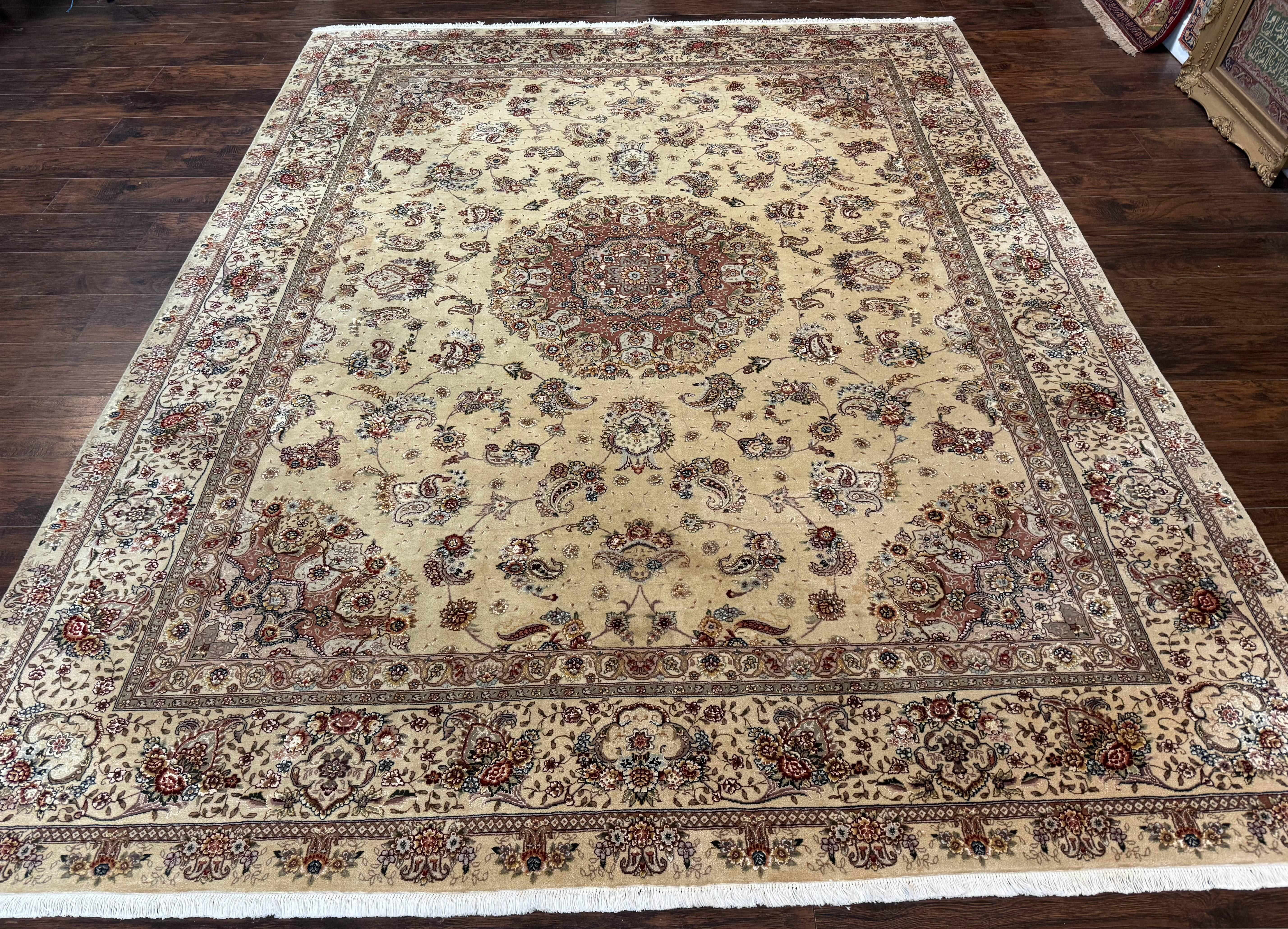Sino Persian Rug 8x10, Wool and Silk Highlights, 290 KPSI, Floral Medallion - Jewel Rugs