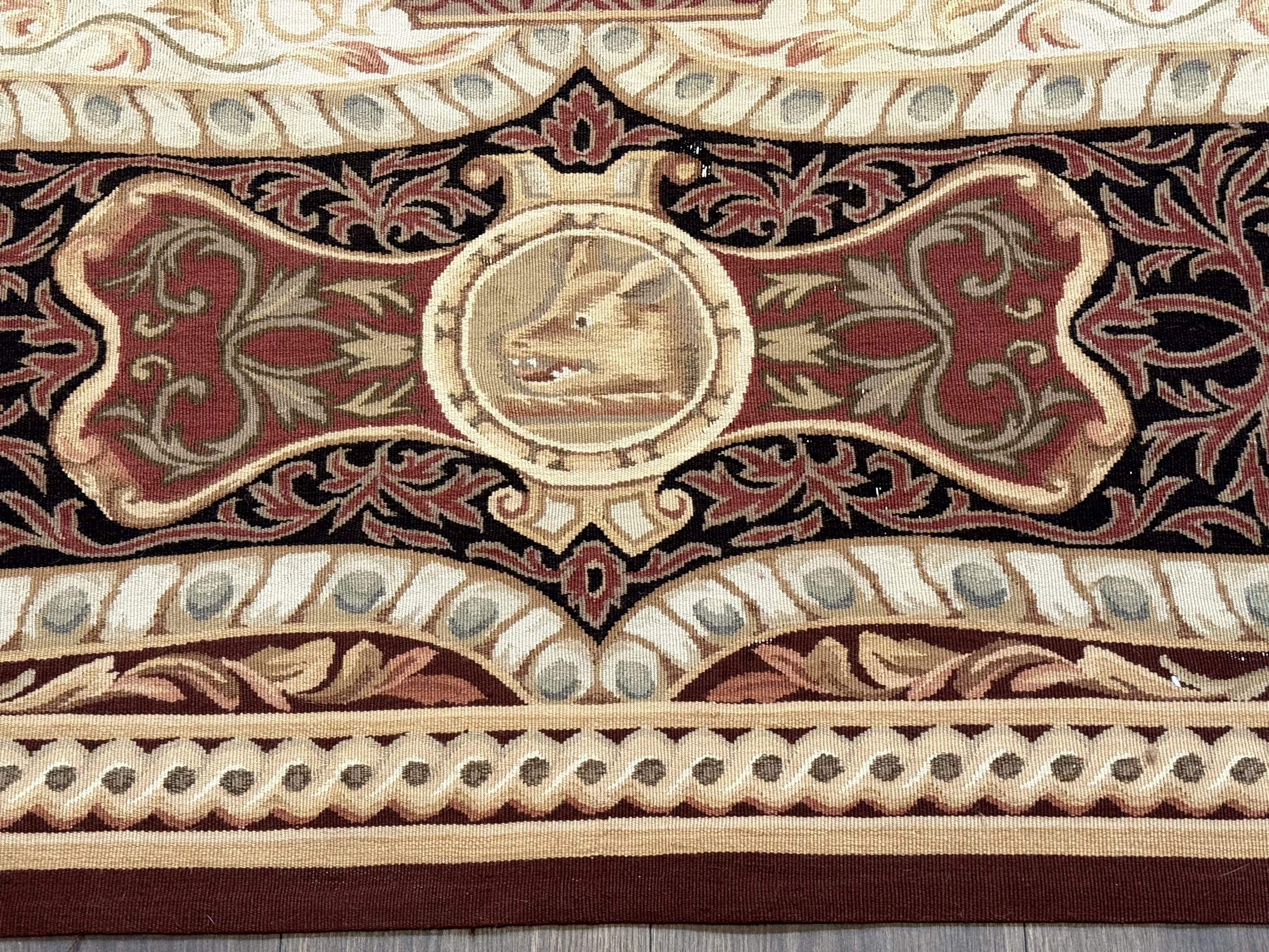 French Aubusson Rug 9x12 - European Design Flatweave Carpet - Jewel Rugs