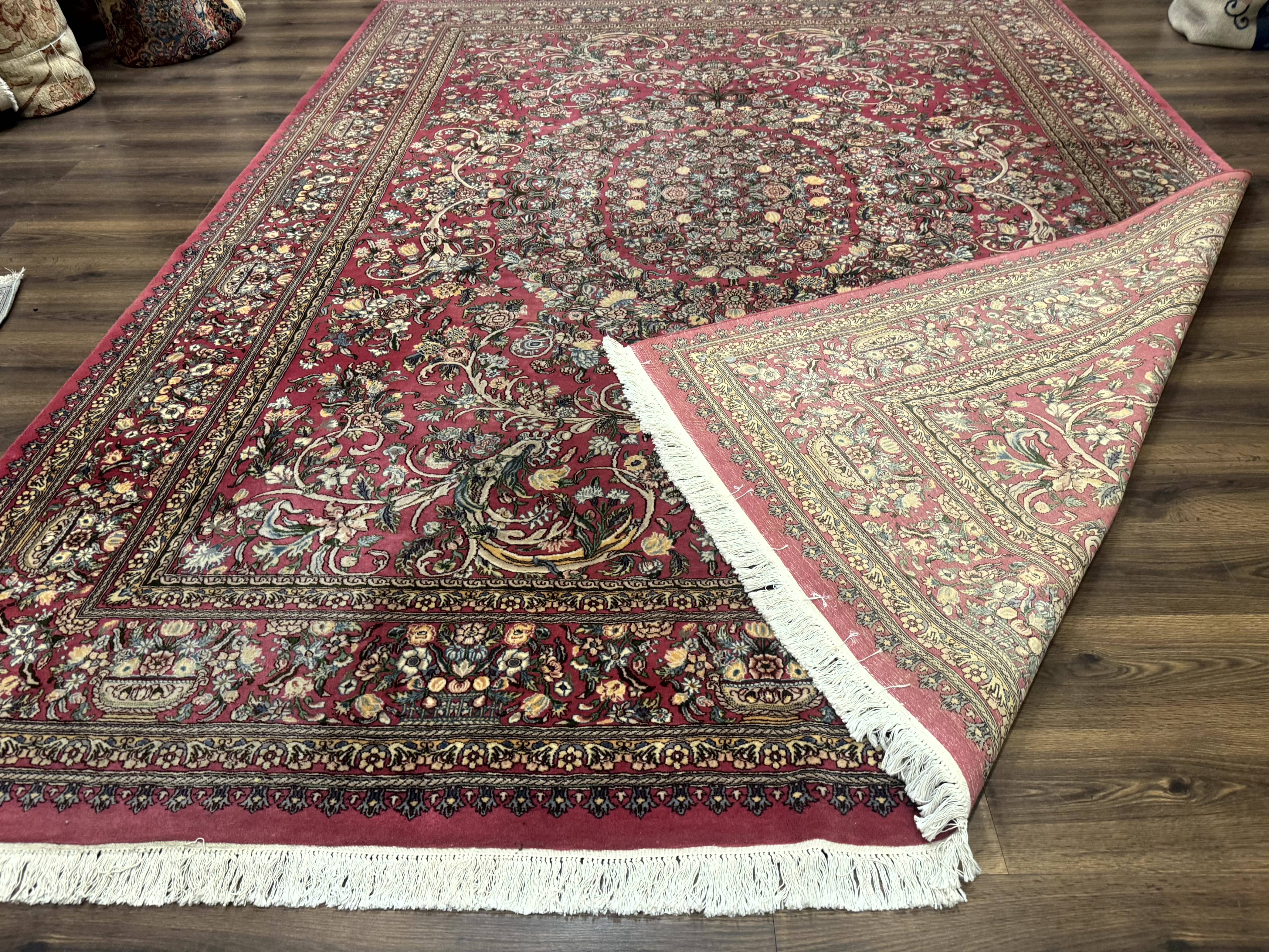 Sino Persian Rug 9x12, Fine 290 KPSI, Rose-Red, Floral Allover - Jewel Rugs