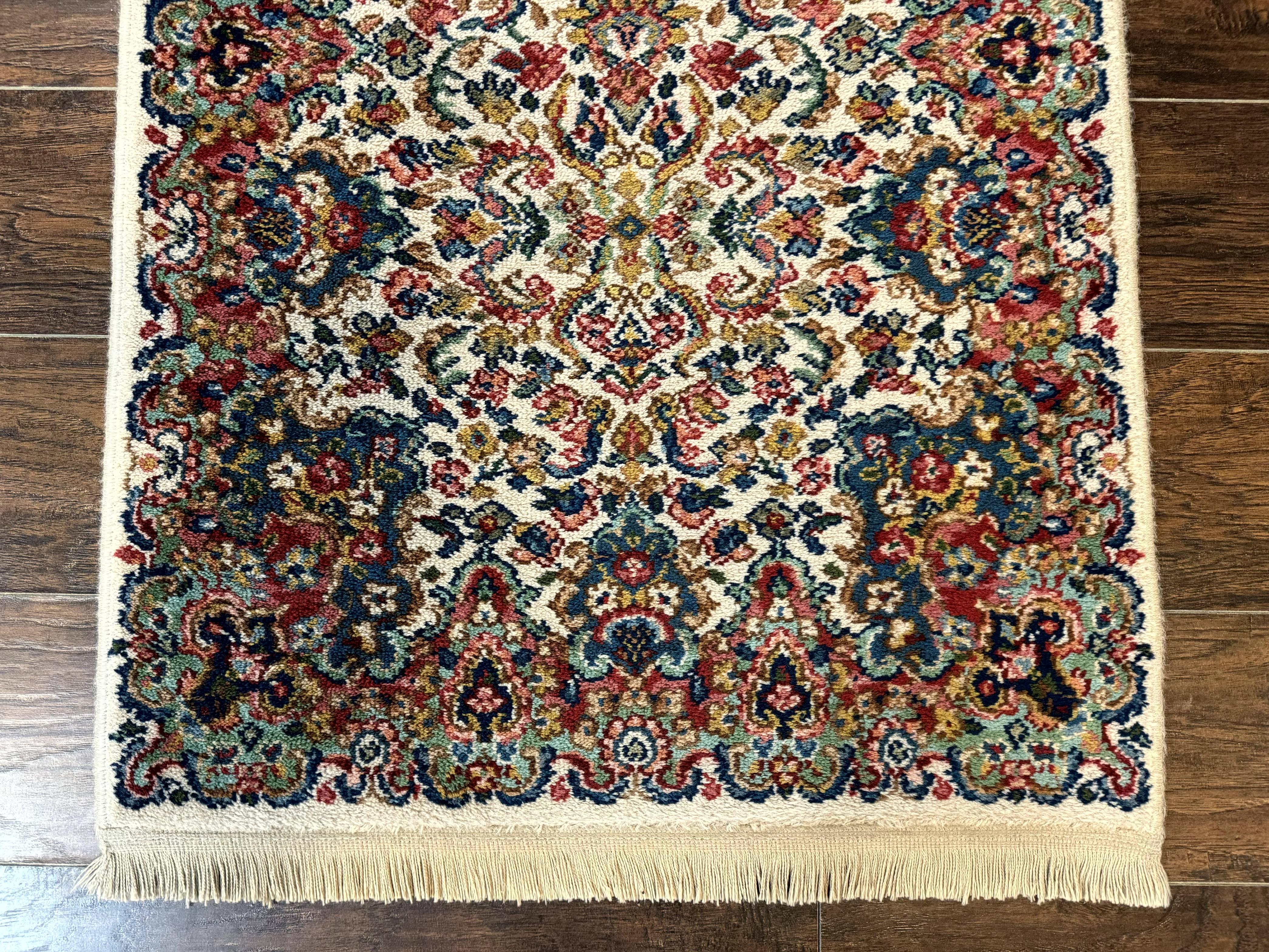 Karastan Runner Rug 2.6 x 8.6, Floral Kirman #742, Wool Vintage Original 700 Series, Rare - Jewel Rugs