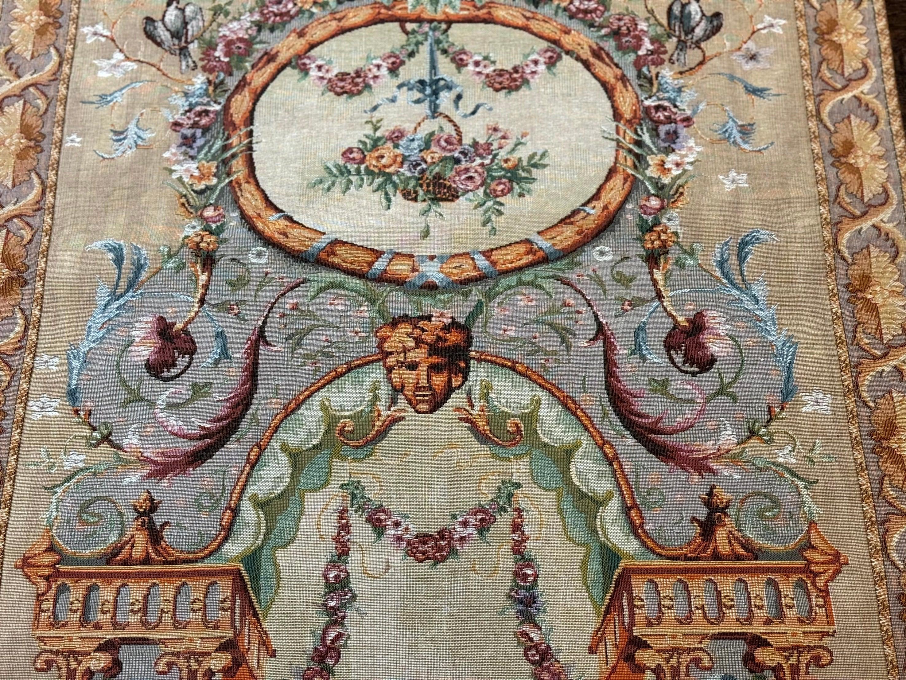 French Tapestry 3x6, Vertical Hanging Tapestry, French Garden, European Design, Elegant, One of Pair - Jewel Rugs