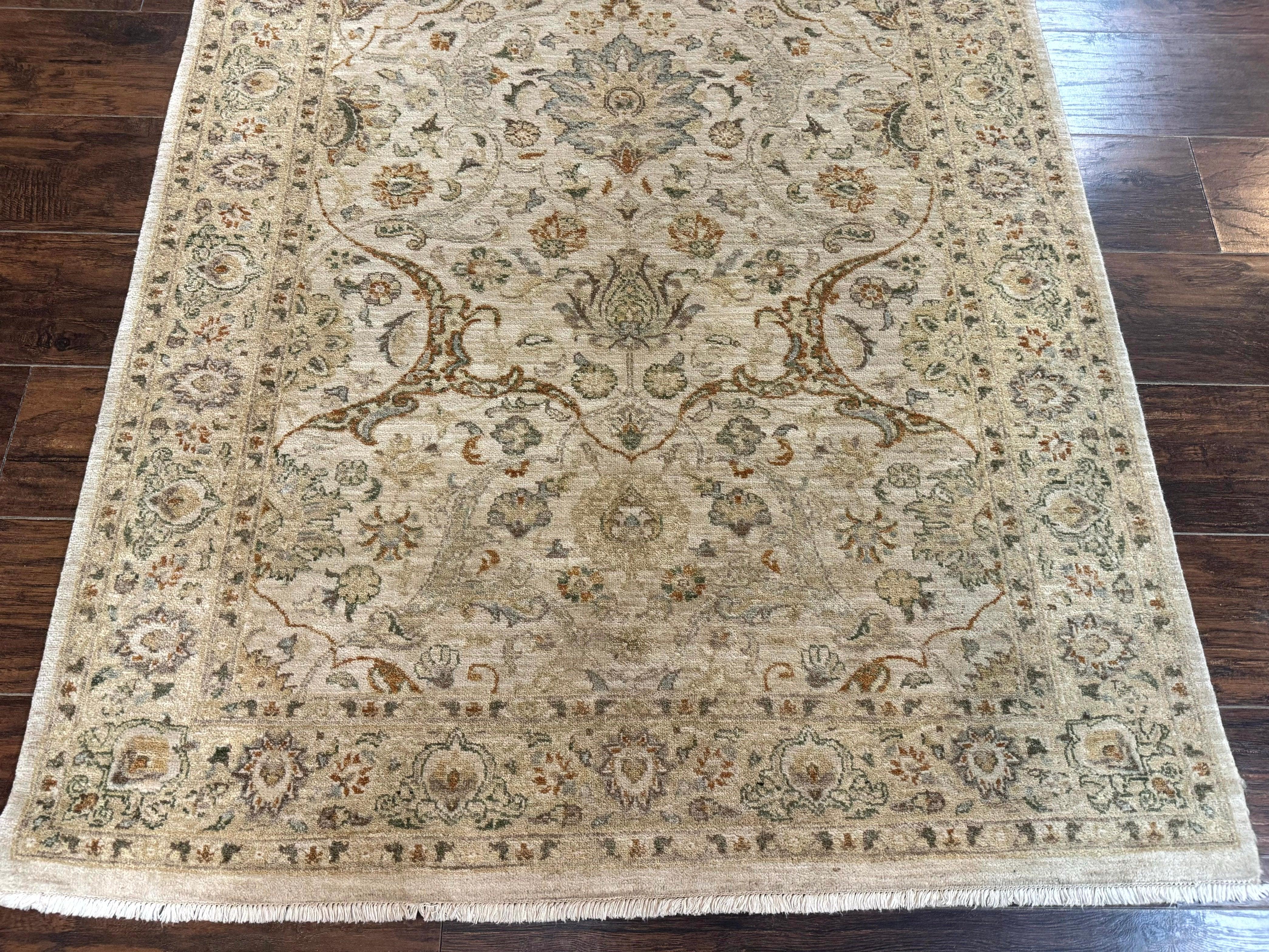 Pak Persian Rug 4x6, Beige, Pakistani Peshawar Rug, Handmade, Neutral Colors, Vintage Rug for Modern Home - Jewel Rugs