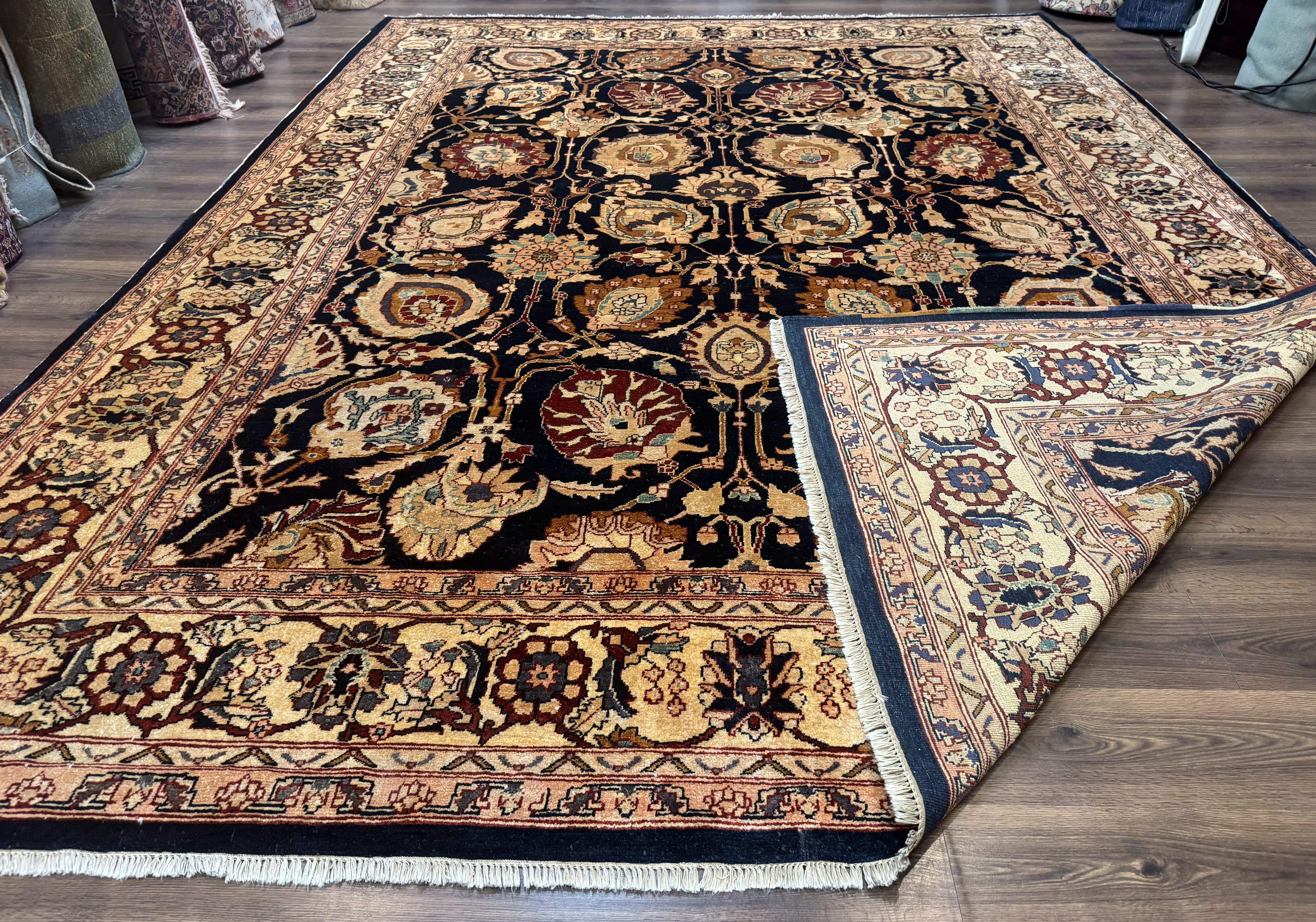 Pak Persian Bidjar Rug 10x13, Midnight Blue and Tan Pakistani Carpet - Jewel Rugs