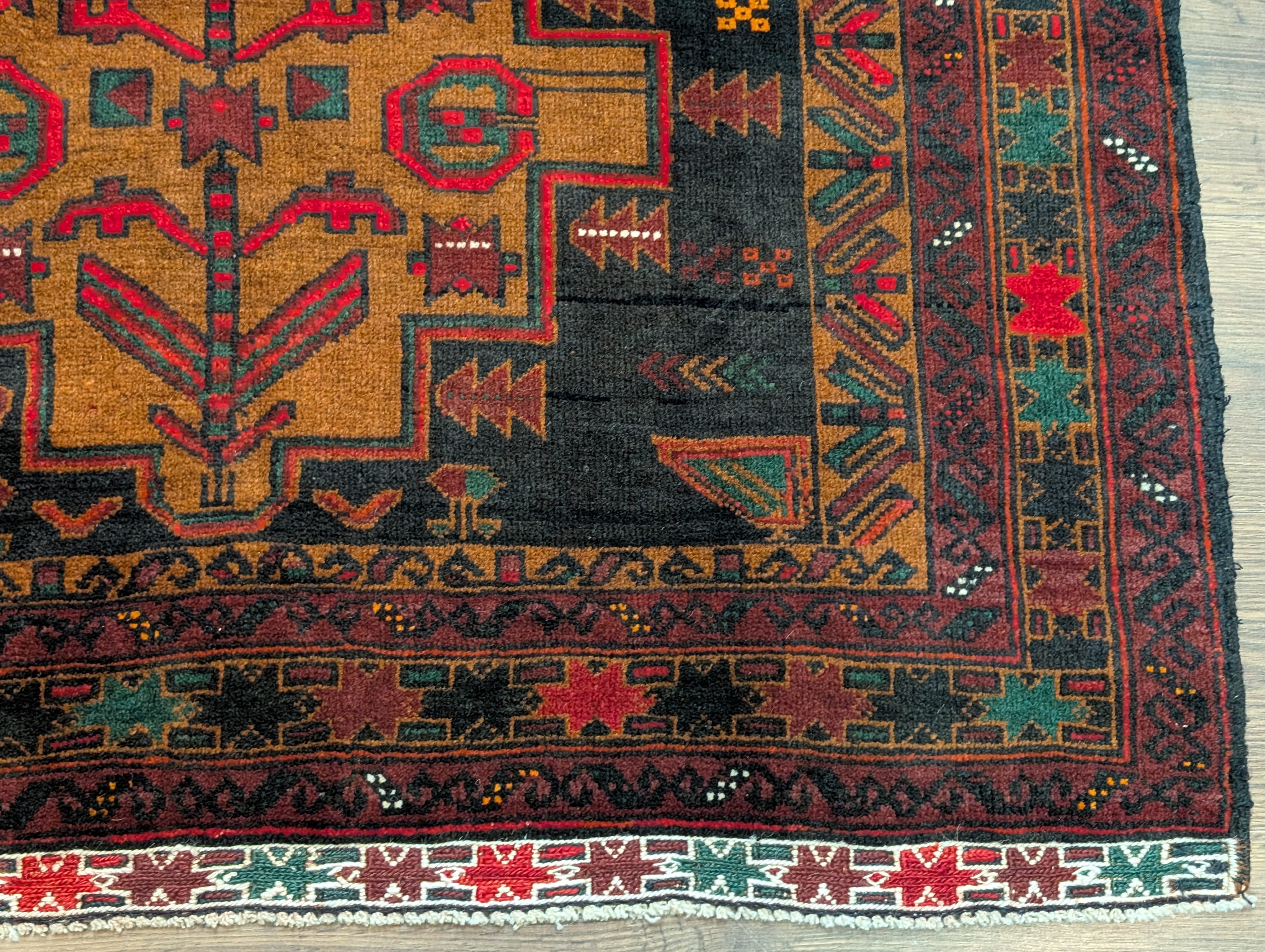 Afghan Baluch Rug 4x6, Tribal, Geometric, Unique Colors, Triple Medallions, Wool, New - Jewel Rugs