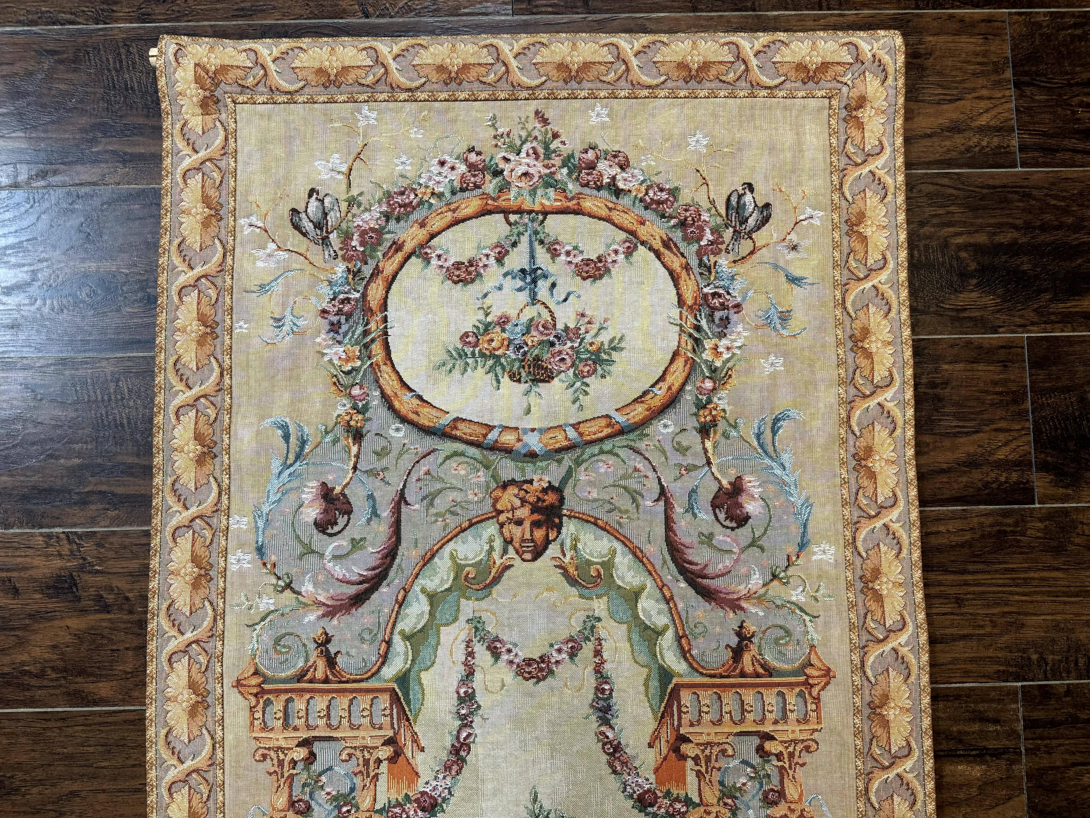 French Tapestry 3x6, Vertical Hanging Tapestry, French Garden, European Design, Elegant, One of Pair - Jewel Rugs